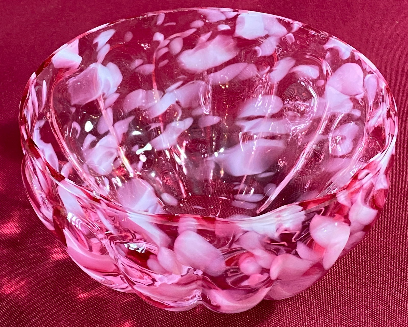 Antique Victorian Cranberry and Opalescent Finger Bowl (1 of 7)