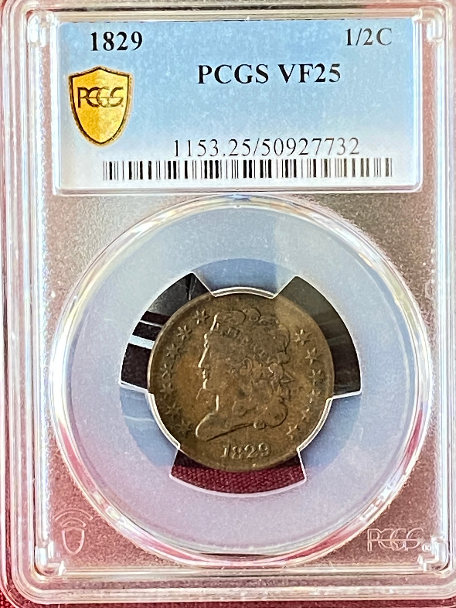 Graded 1829 Classic Head Half Cent - VF25 by PCGS (1 of 3)