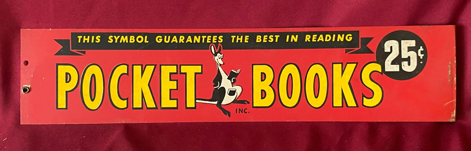 Older 'Pocket Books' Metal Advertising Sign - 18"x4": Older 'Pocket Books' Metal Advertising Sign - 18"x4"