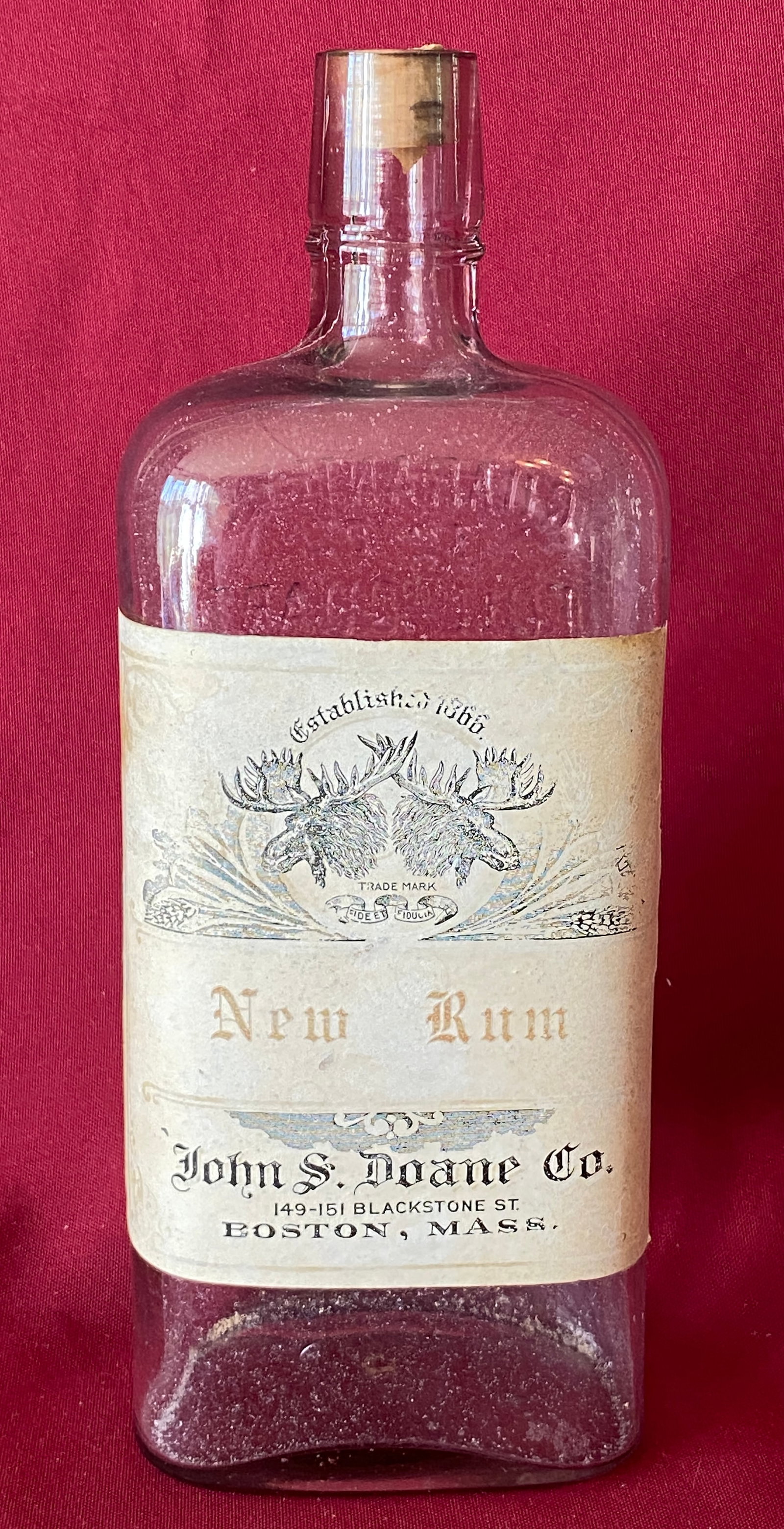 Older Paper Label John S Doane Co. Boston MA 'New Rum' Bottle (1 of 5)