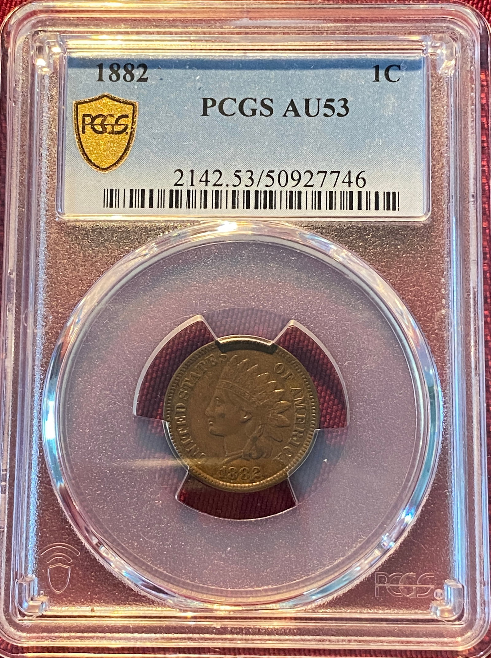 Graded 1882 Indian Head Penny - AU53 by PCGS (1 of 3)