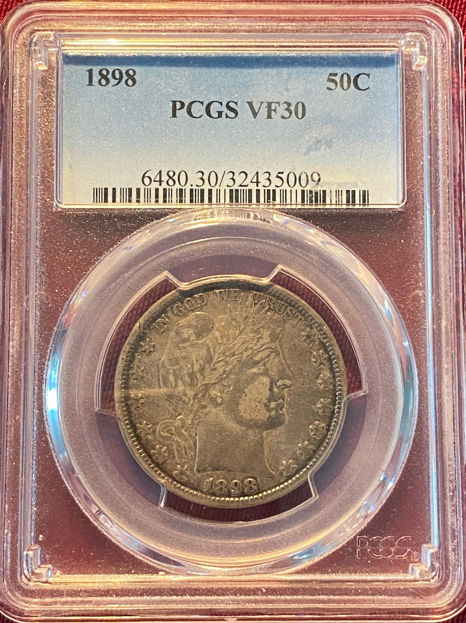 Graded 1898 Barber Silver Half Dollar - VF30 by PCGS (1 of 3)