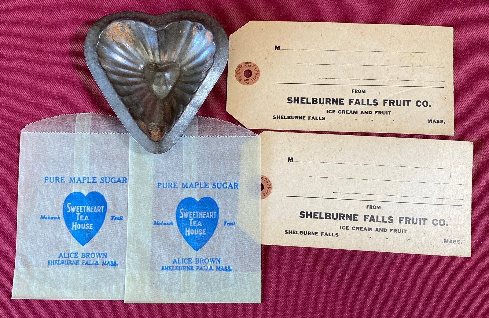 Shelburne Falls, MA Advertising Items - Alice Brown Sweetheart Tea House Advertising and Candy Mold (1 of 5)