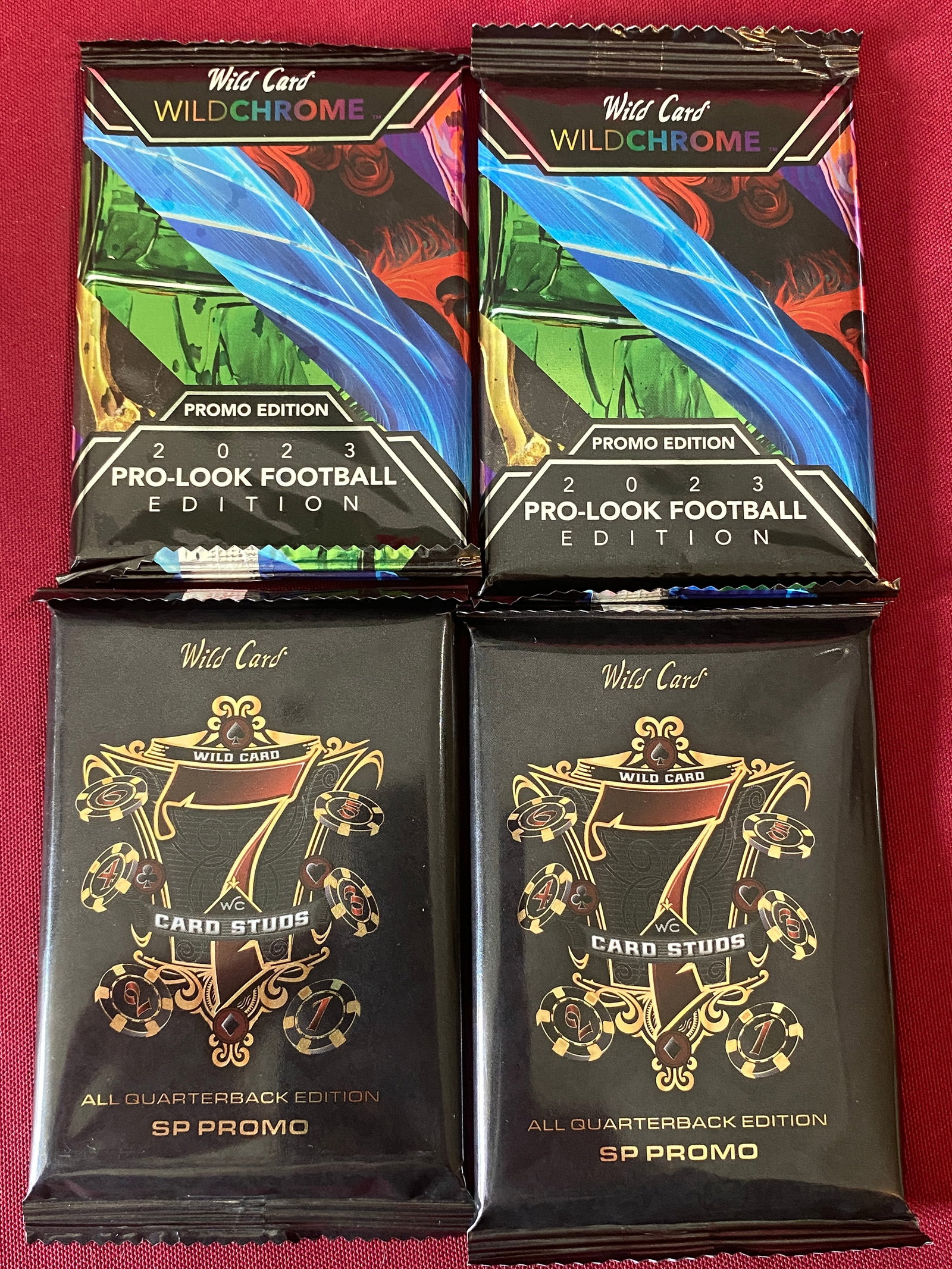 Four Wild Card Collectible Football Cards in Original Packages - (2) Card Studs All Quarter Back (1 of 2)