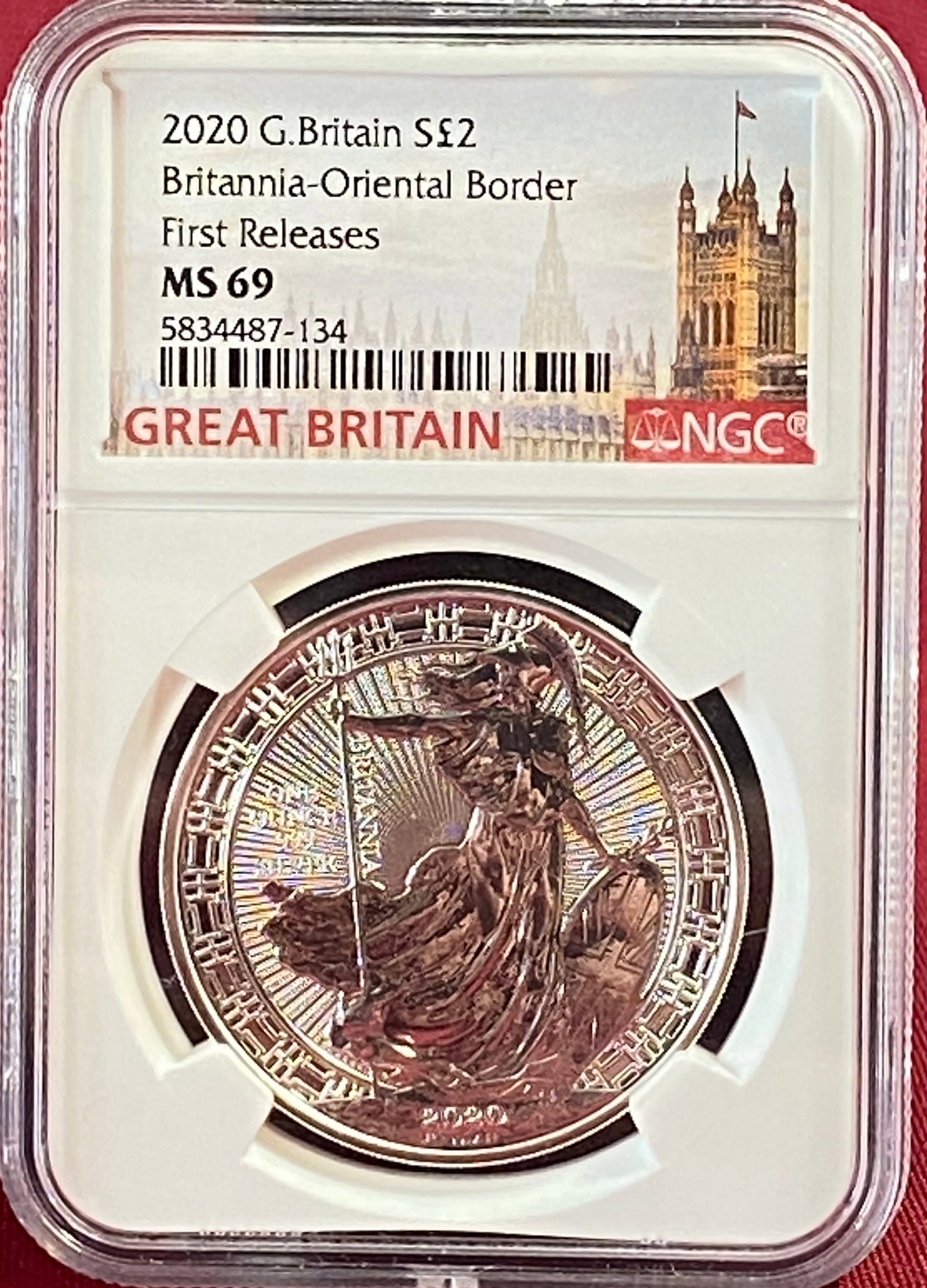 Graded 2020 G. Britian One Ounce .999 Fine Silver 2-Pound Coin - Britannia-Oriental Border - First (1 of 3)