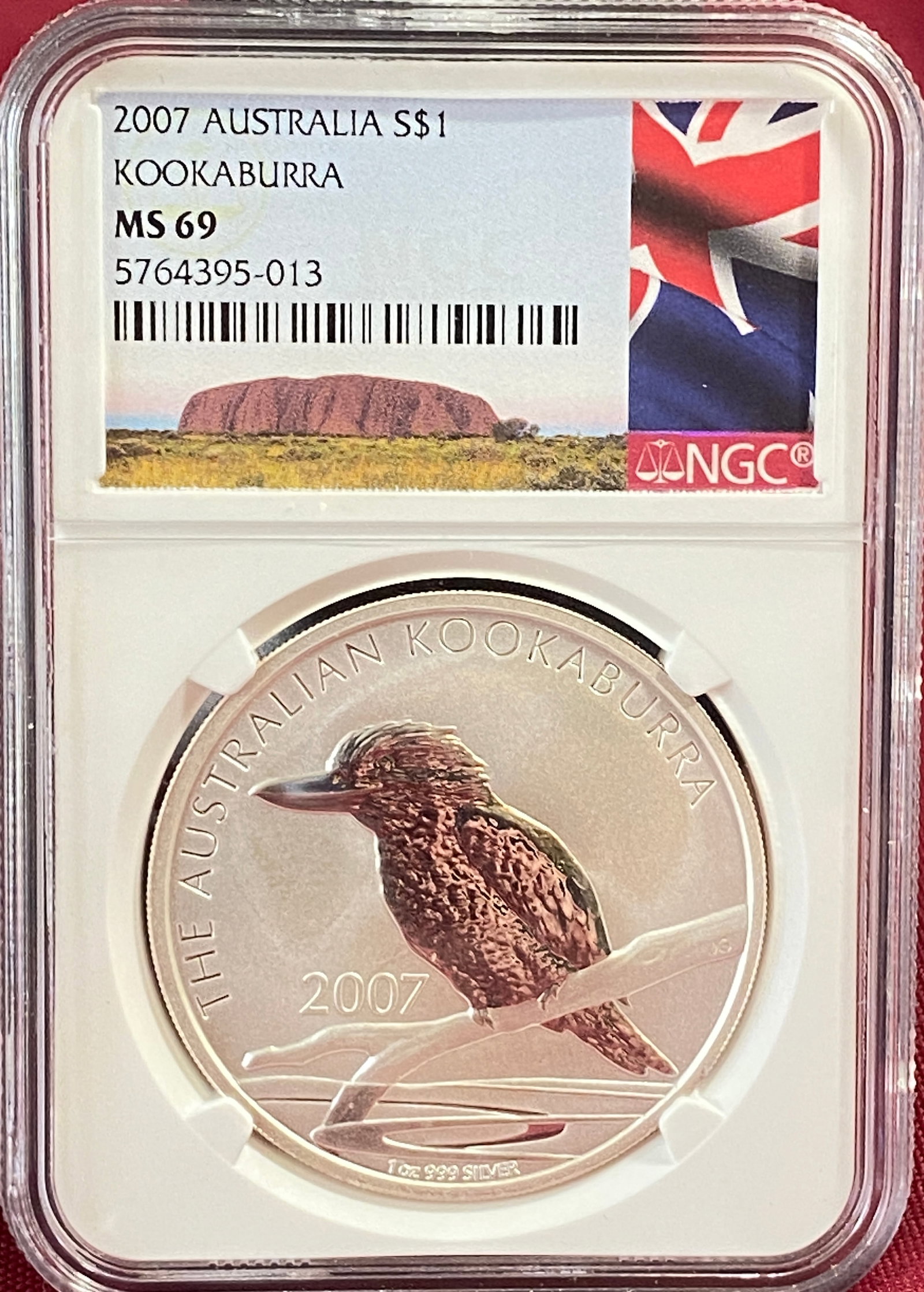 Graded 2007 Australia One Ounce .999 Fine Silver Dollar - Kookaburra - MS69 by NGC: Graded 2007 Australia One Ounce .999 Fine Silver Dollar - Kookaburra - MS69 by NGC