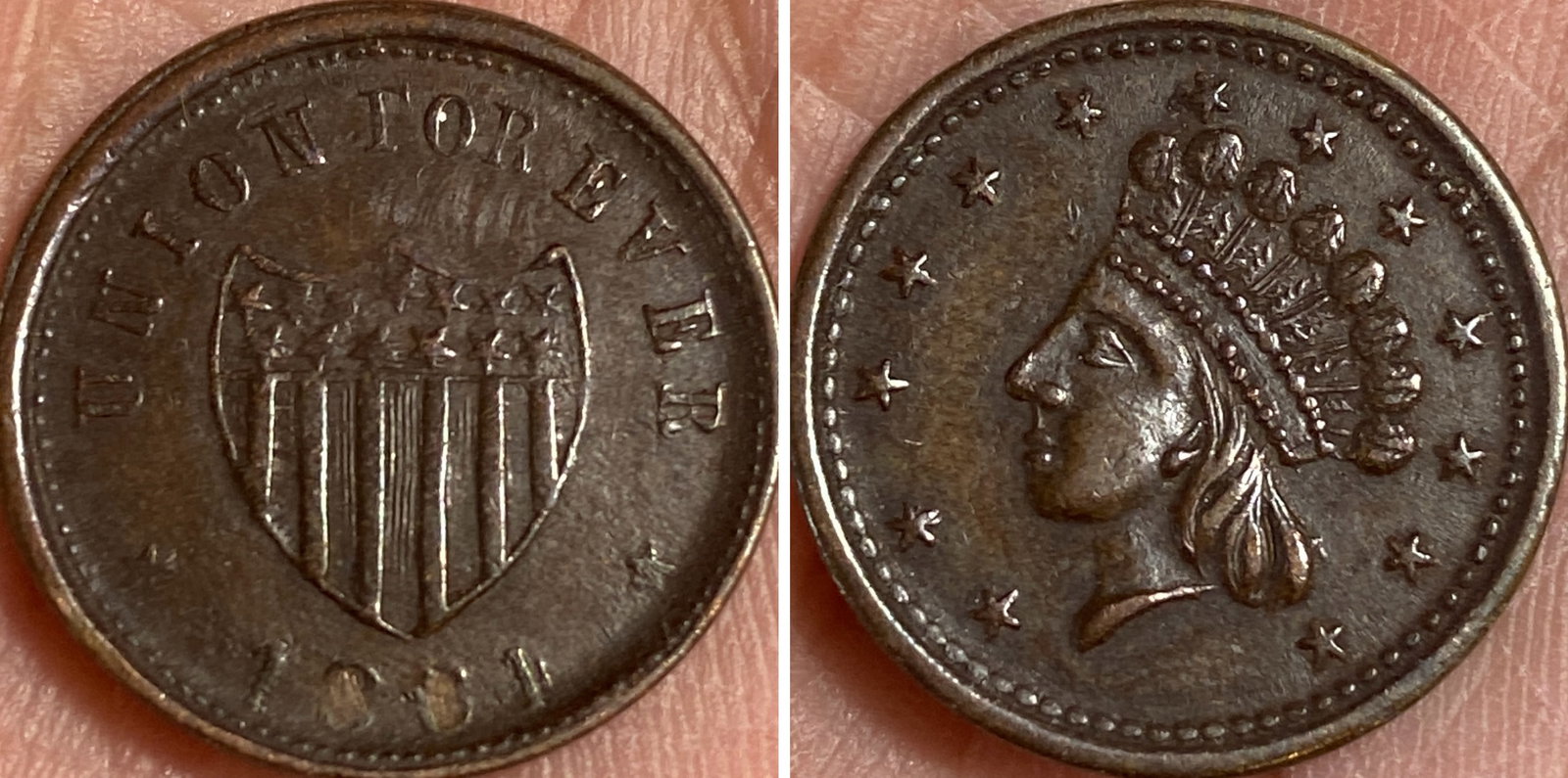 Union For Ever 1864 Civil War Token (1 of 3)