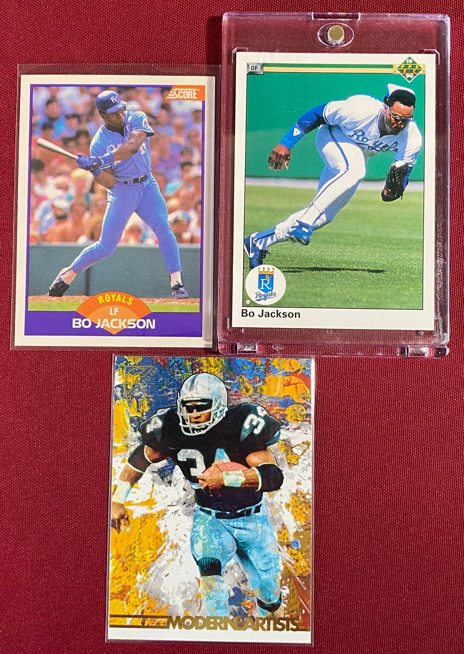 Three Bo Jackson Sports Cards - 1989 Score #330 Baseball, 1990 Upper Deck #105 Baseball, & 2024 (1 of 3)