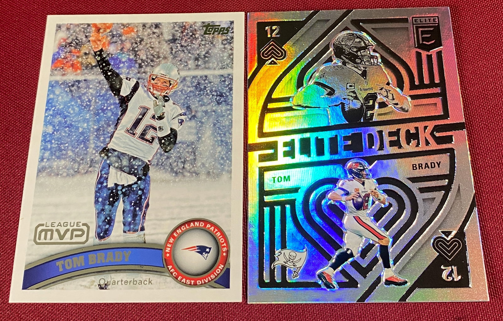Two Tom Brady Football Cards - 2011 TOPPS #240 and 2021 Panini Donruss Elite Football #ED17 (1 of 4)