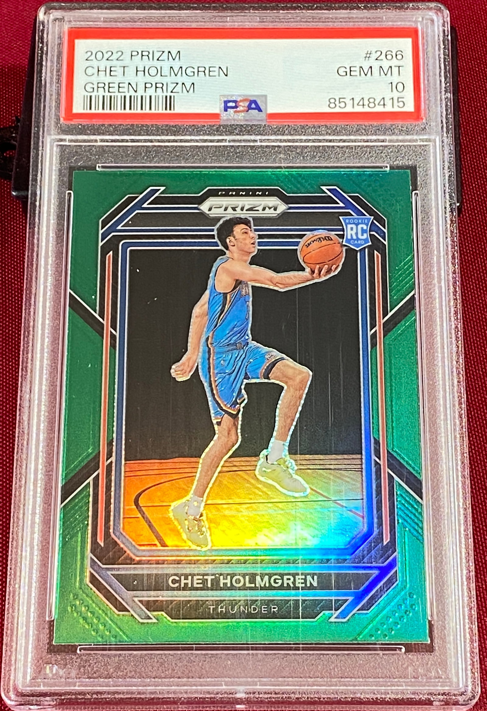 Graded 2022 Panini-Prizm #266 Chet Holmgren Green Prizm Rookie Baseball Card - Gem Mint 10 (1 of 4)