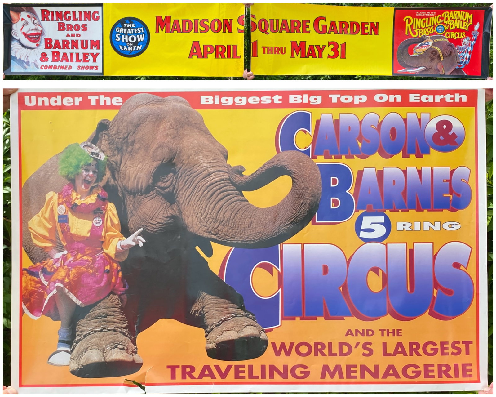 Two Circus Posters - Carson and Barnes Five Ring Circus Poster - 34"x22" - Some Tears &Two Piece (1 of 15)