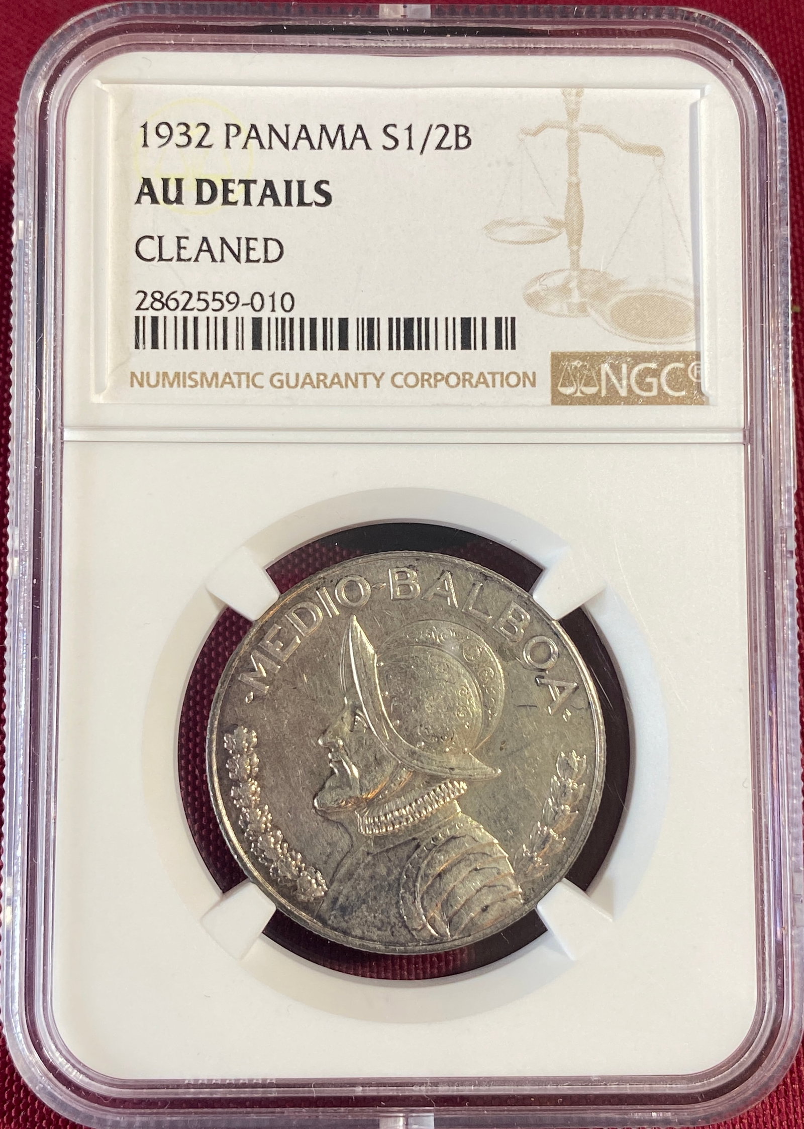 Graded 1932 Panama Silver S1/2B - Cleaned - AU Details by NGC (1 of 3)