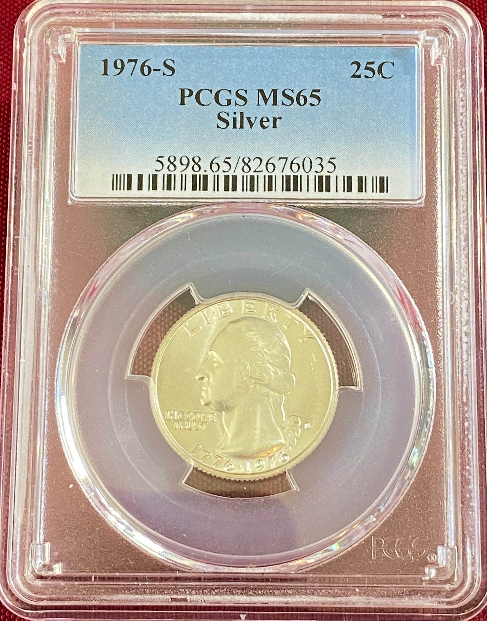 Graded 1976-S Washington Silver Quarter - MS65 by PCGS (1 of 3)