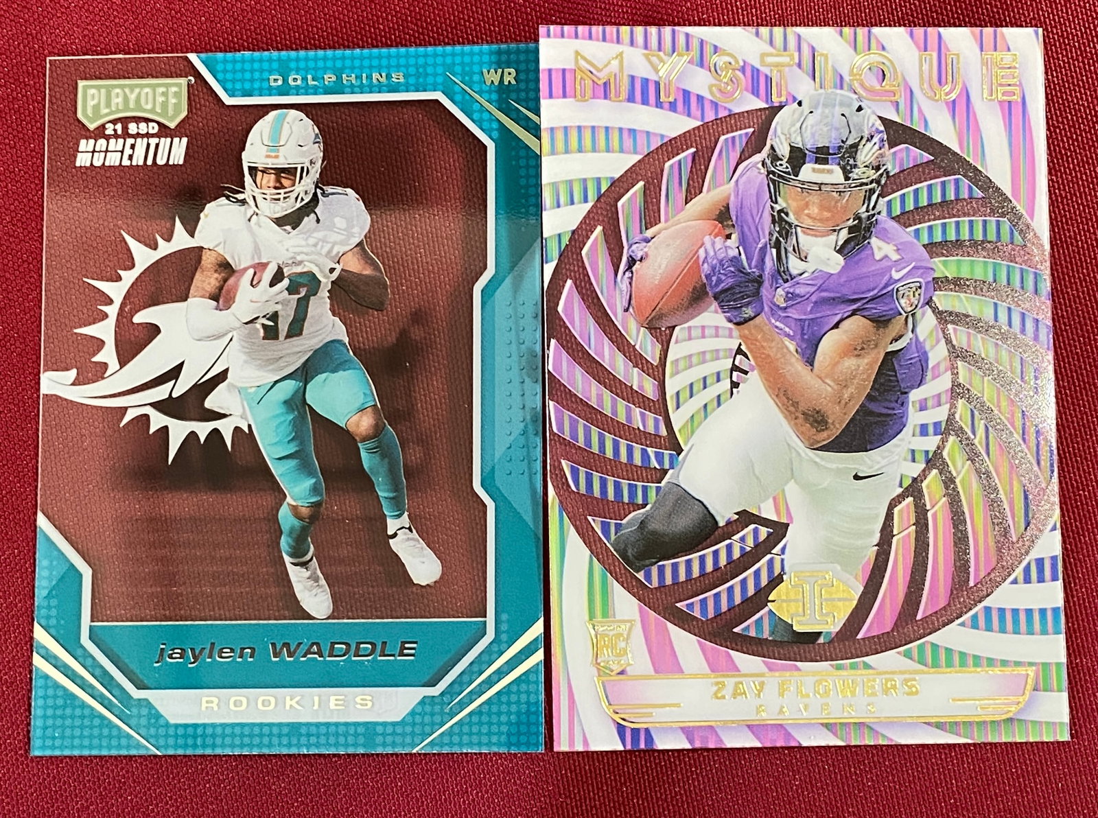 Two Panini Rookie Football Cards - 2020 #PMR-6 Jaylen Waddle, 2023 #42 Zay Flowers: Two Panini Rookie Football Cards - 2020 #PMR-6 Jaylen Waddle, 2023 #42 Zay Flowers