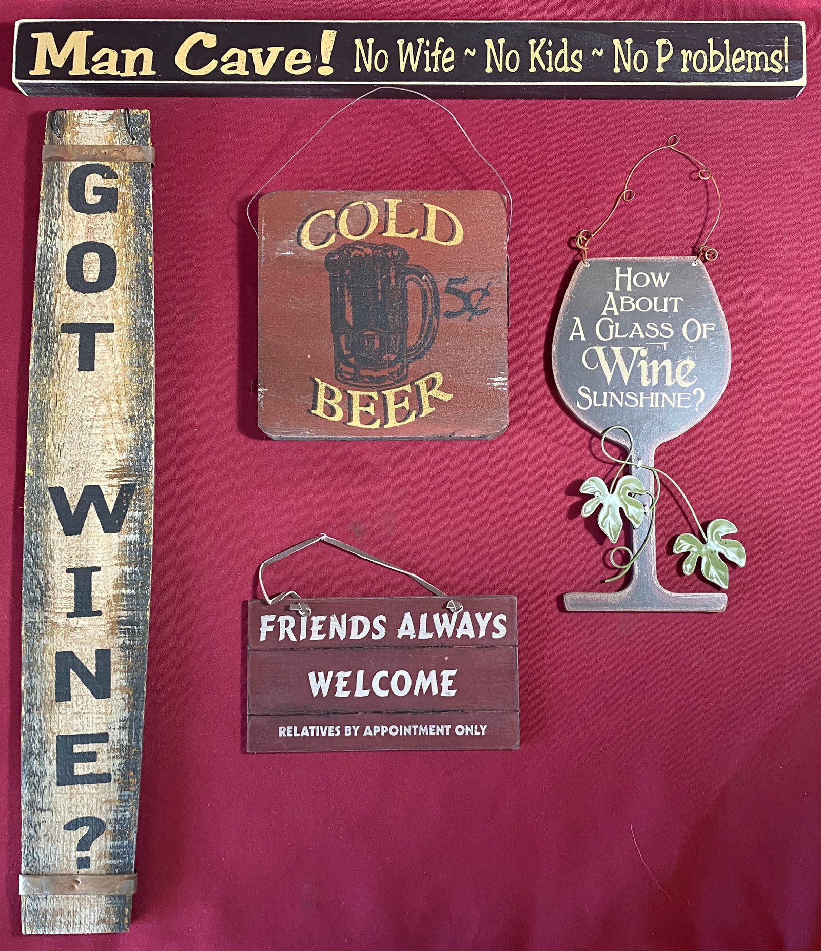 Four Wooden Wall Signs: Four Wooden Wall Signs