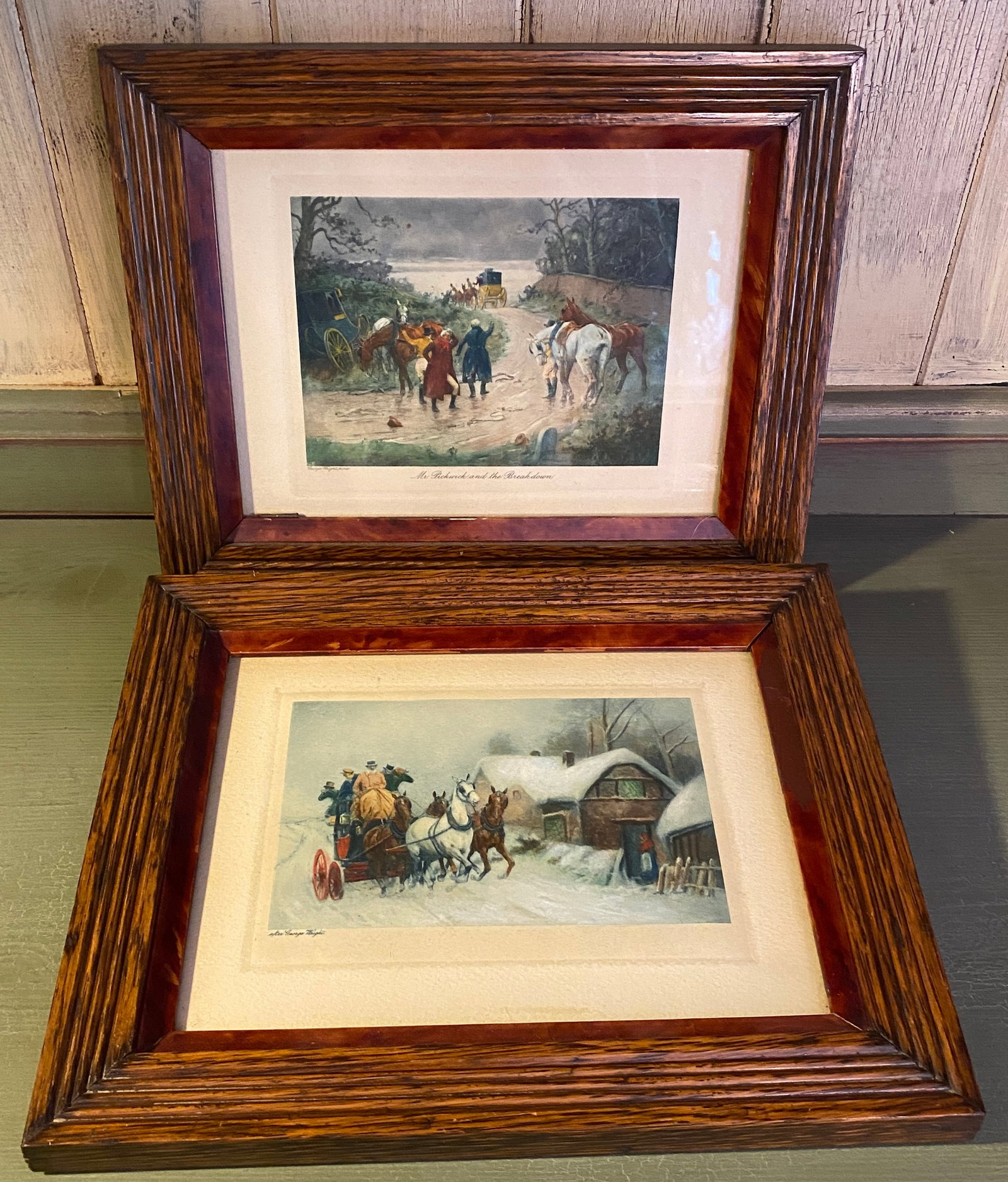 Two Older Framed George Wright Prints - Mr. Pickwick and the Breakdown & Coaching by White Lion Inn (1 of 10)