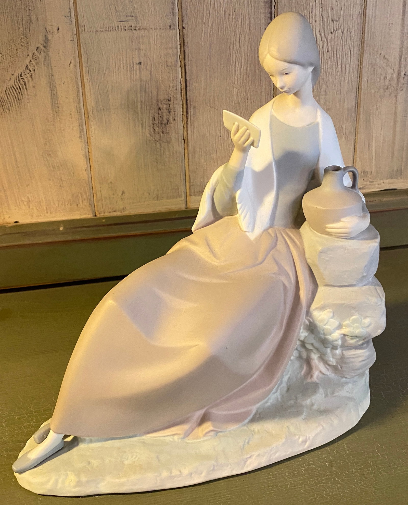 Nao by Llardo Figurine - Girl Sitting on Rocks with Jug Reading Book - Matte Finish - Absolutely No (1 of 7)