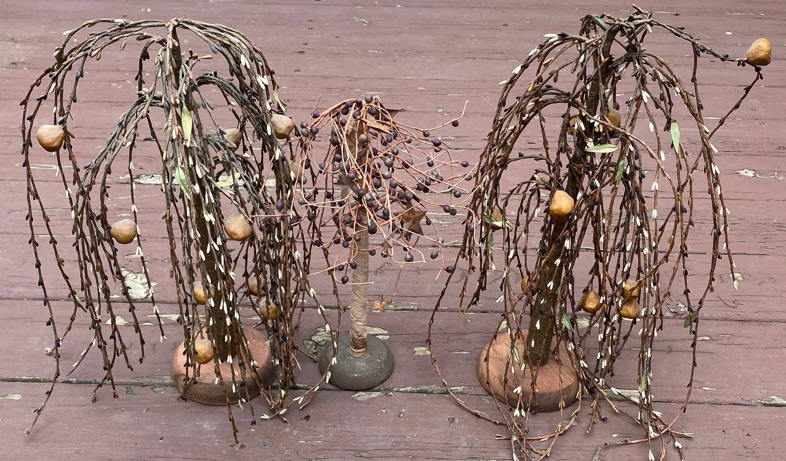Three Folk-Arty Willow Trees - Tallest 15.5" (1 of 4)