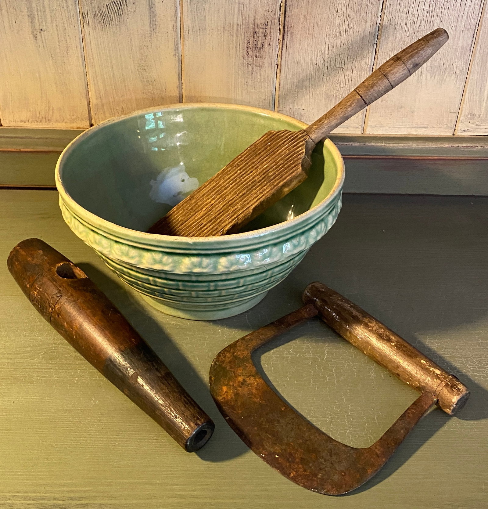 Batter Bowl with Kitchen Items - Butter Paddle, Etc. (1 of 8)