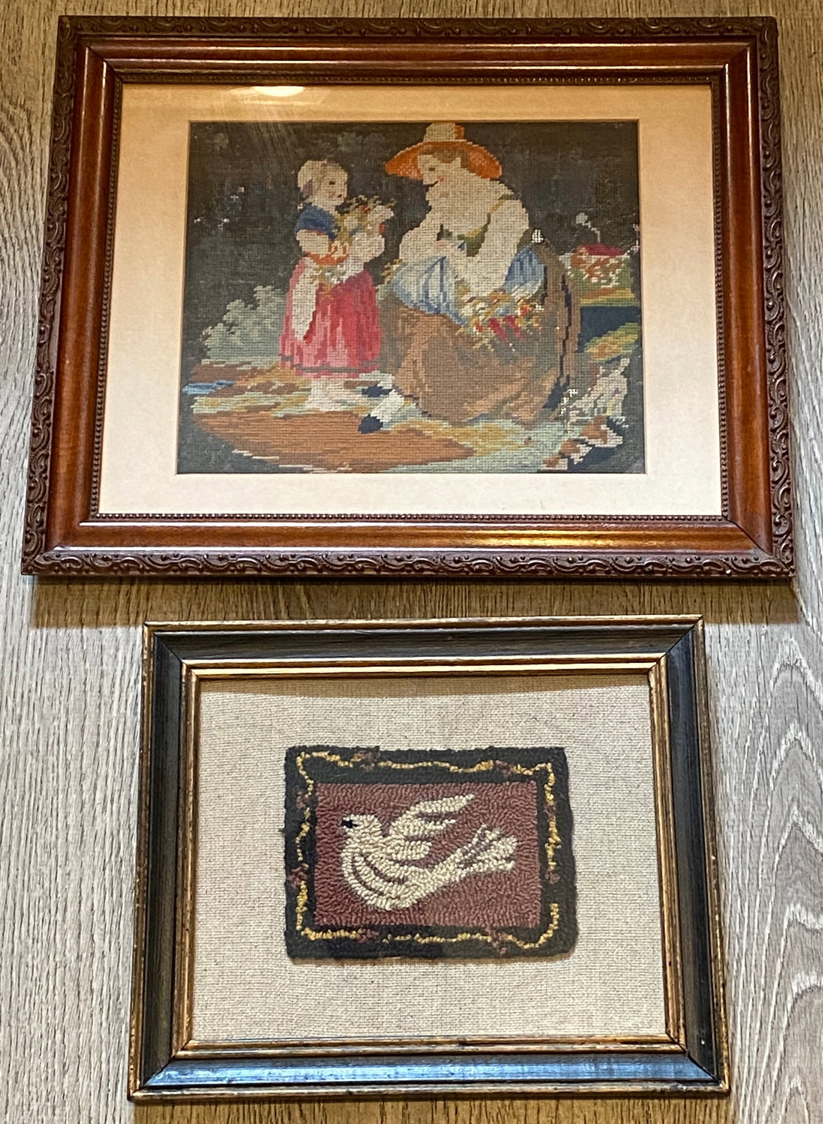 Two Framed Needlepoints - Punch and Cross Stitch (1 of 7)