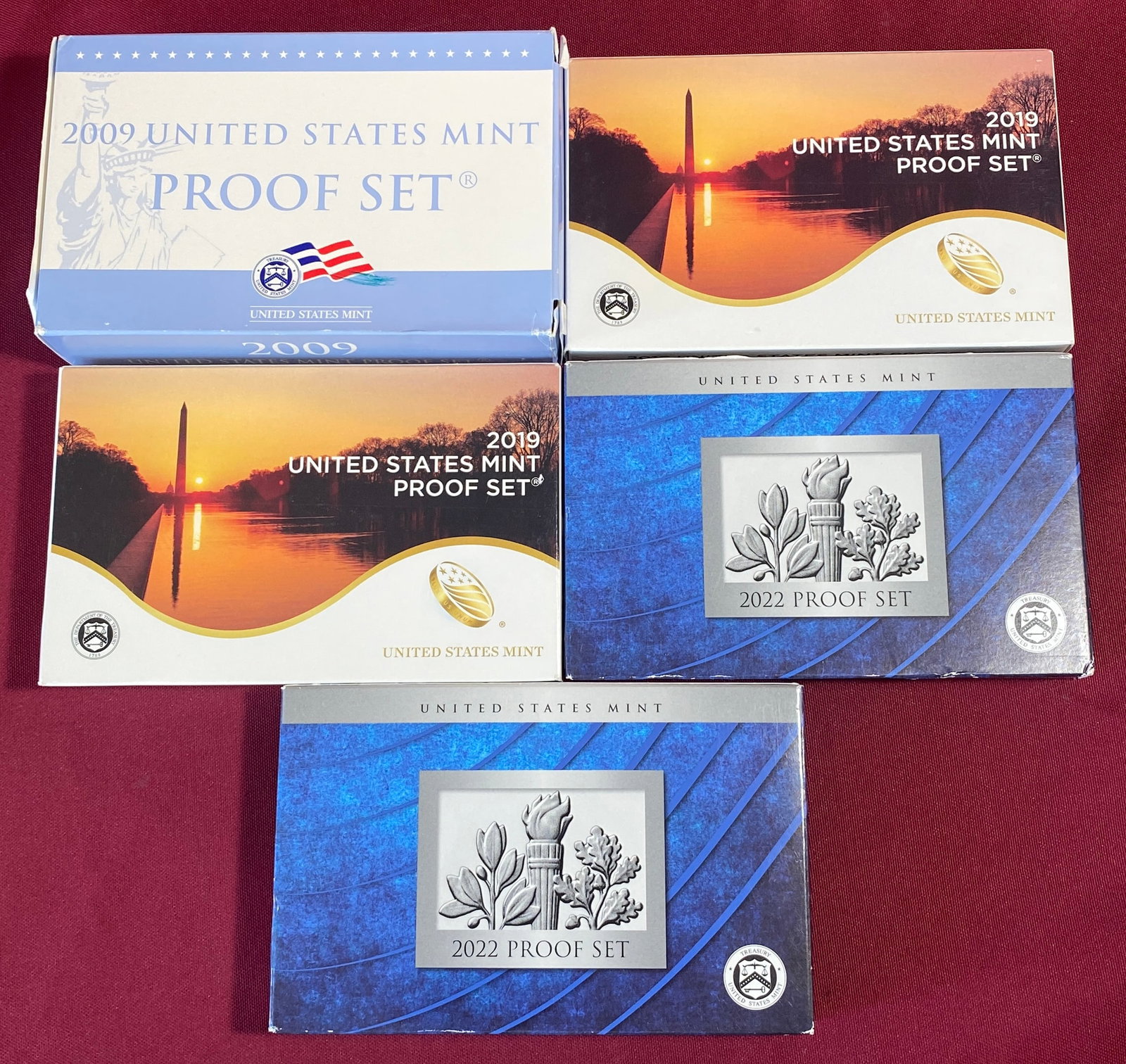 Five U.S. Mint Proof Sets - 2009, (2) 2019, (2) 2022 (1 of 4)
