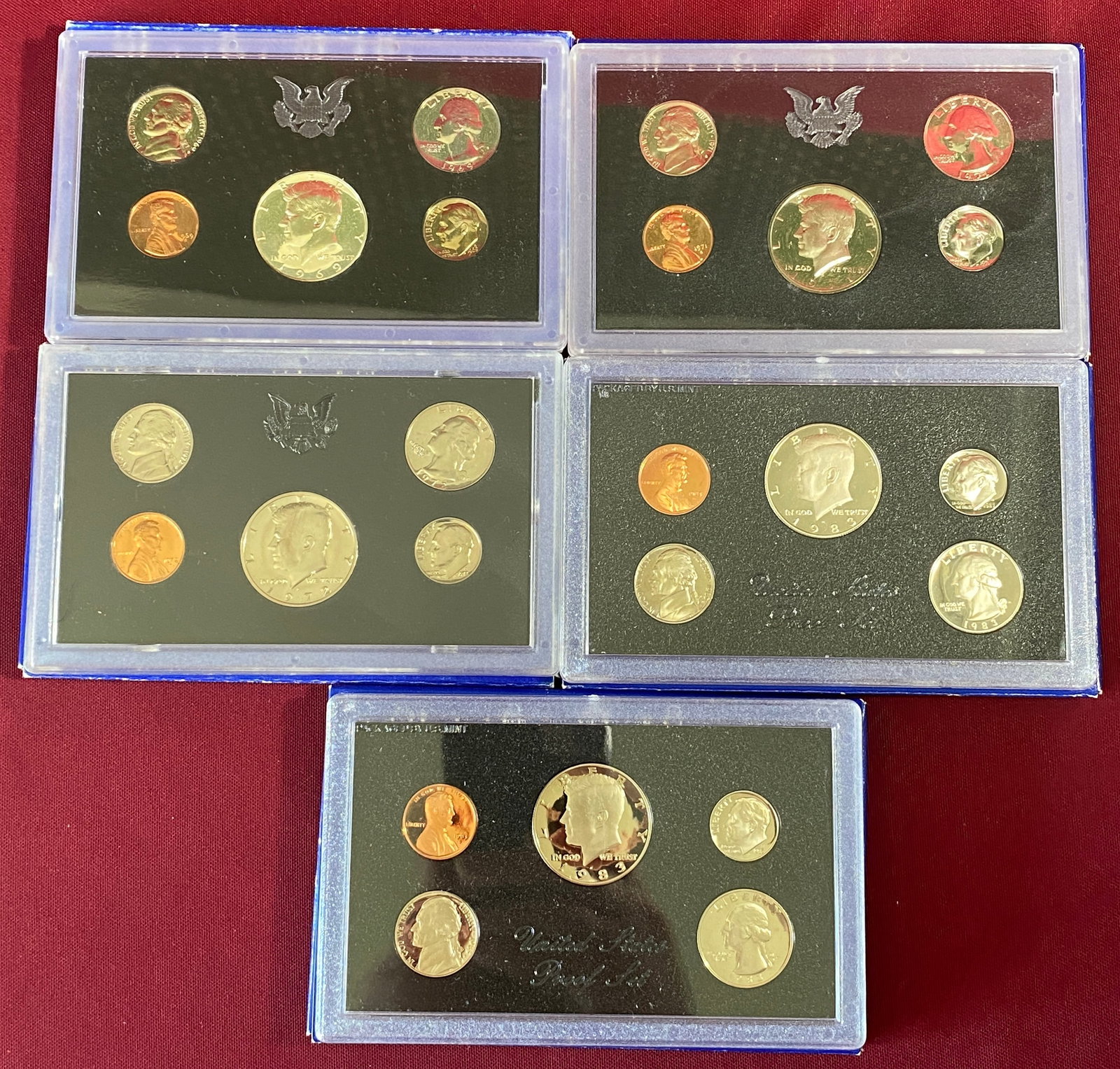 Five U.S. Mint Proof Sets - 1969, 1971, 1972, (2) 1983 (1 of 2)