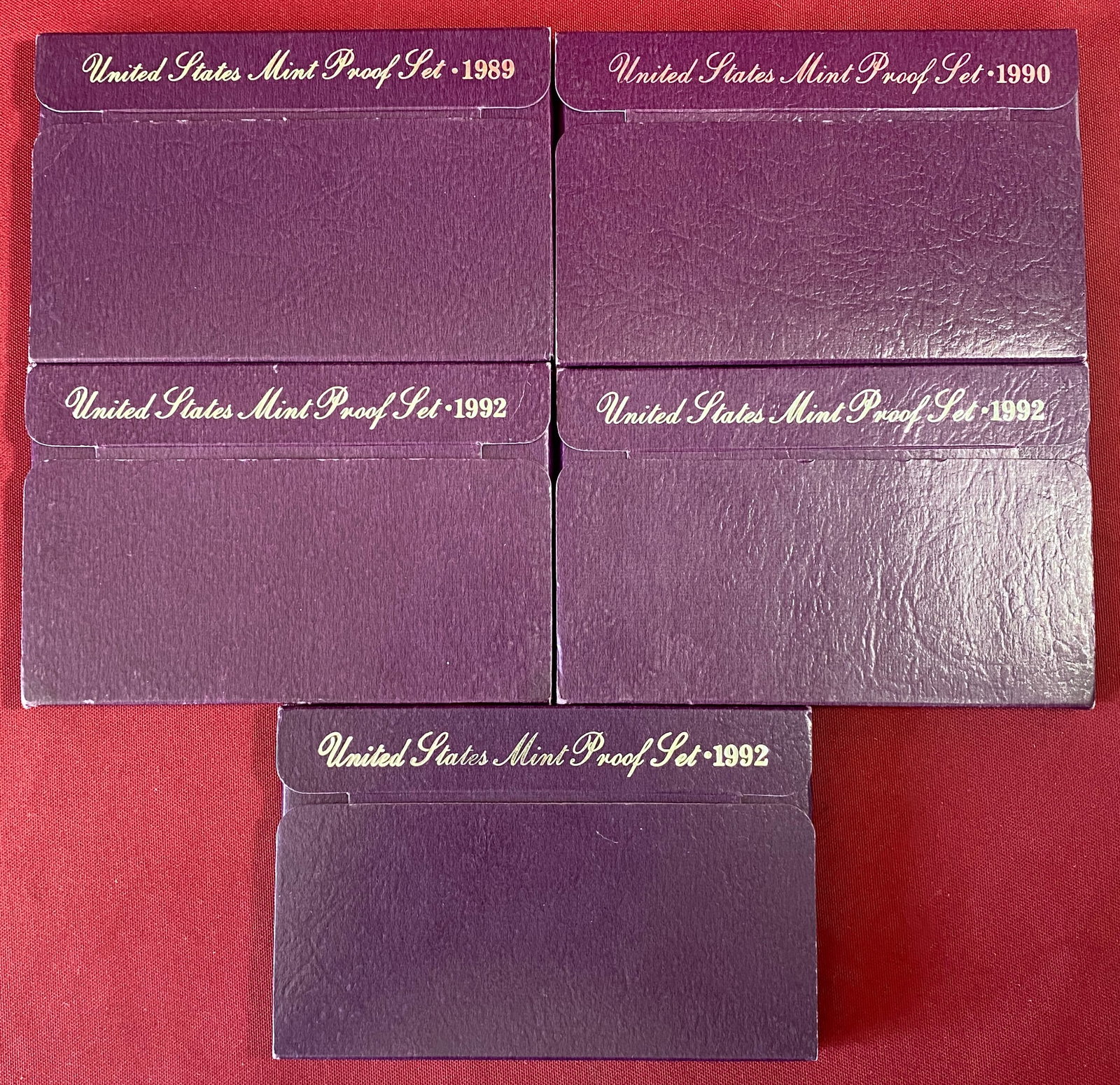 Five U.S. Mint Proof Sets - 1989, 1990, (3) 1992 - 2