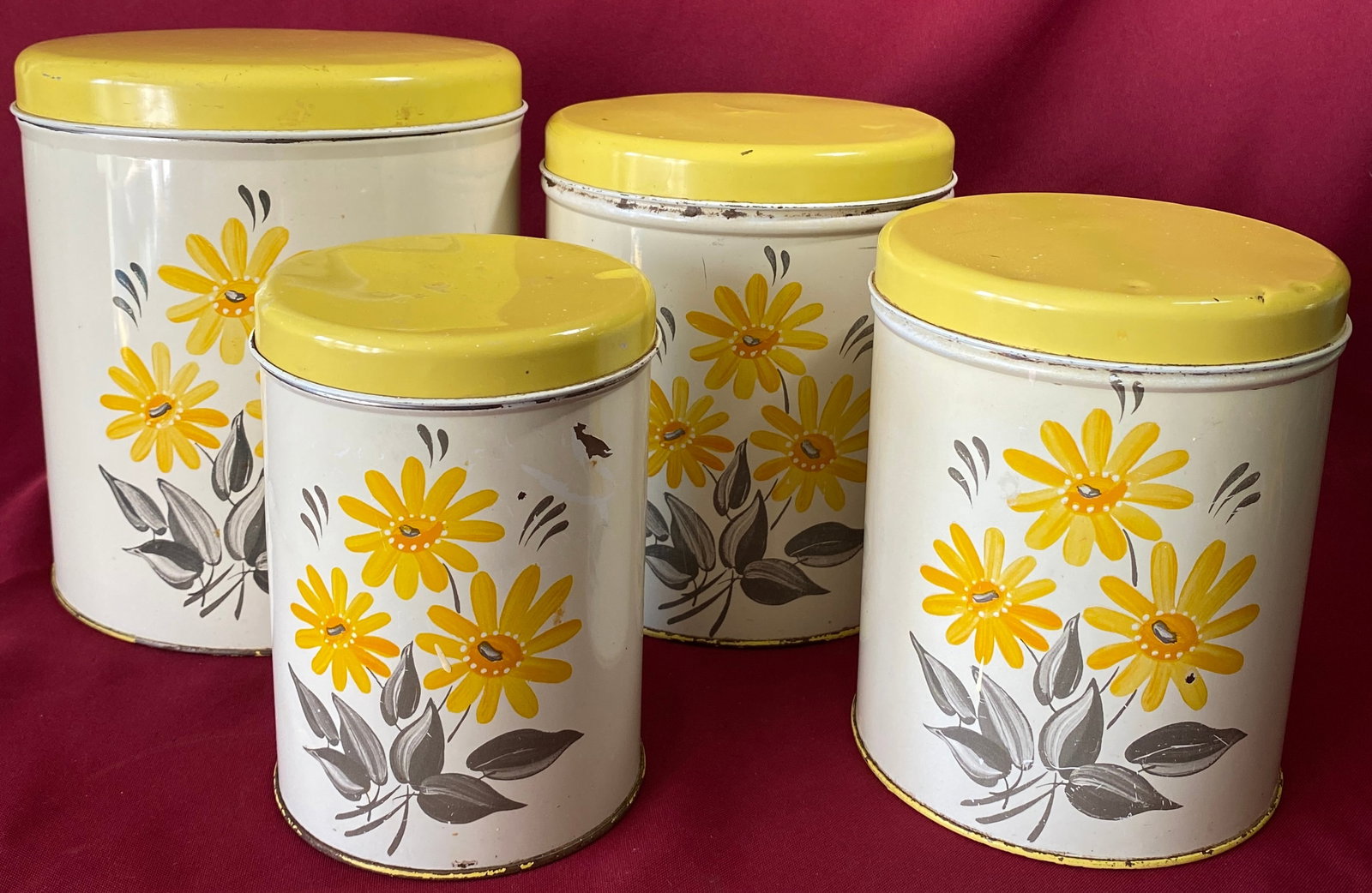 Yellow Floral Graduating Four Piece Canister Set (1 of 8)