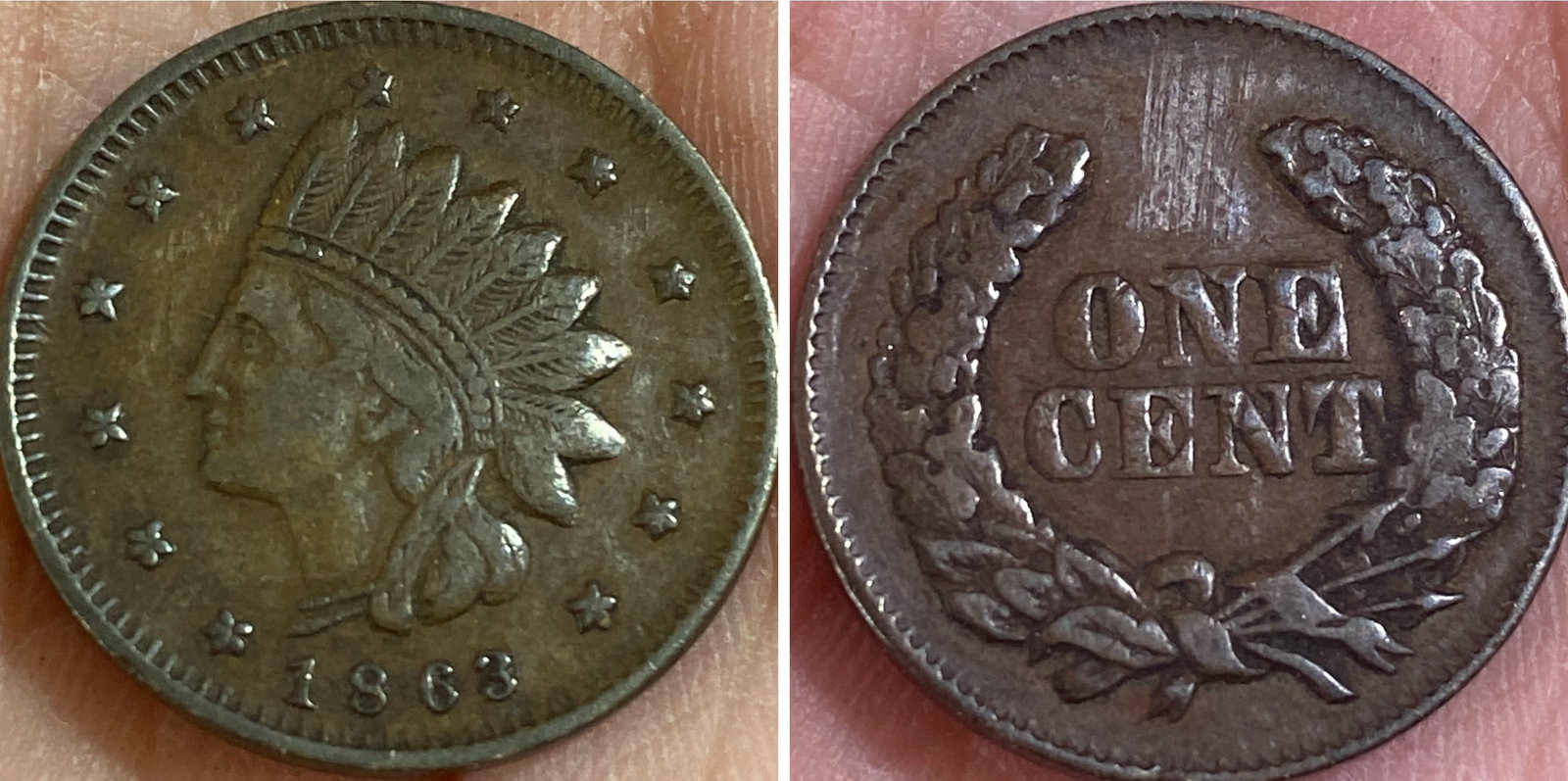 1863 One Cent Indian Head Coin Token (1 of 3)