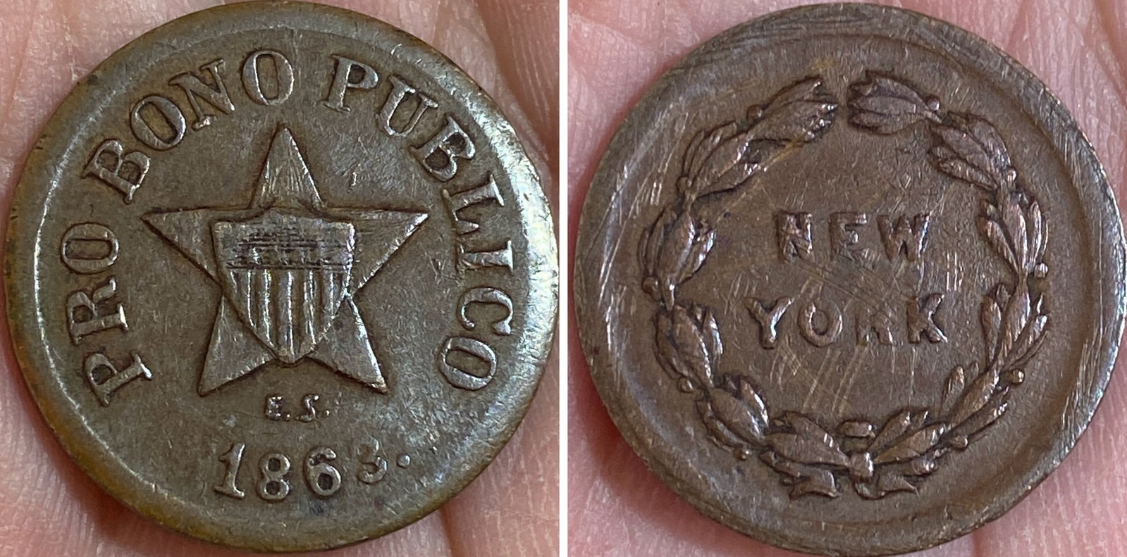 1863 Pro Bono Publico New York Token (1 of 3)