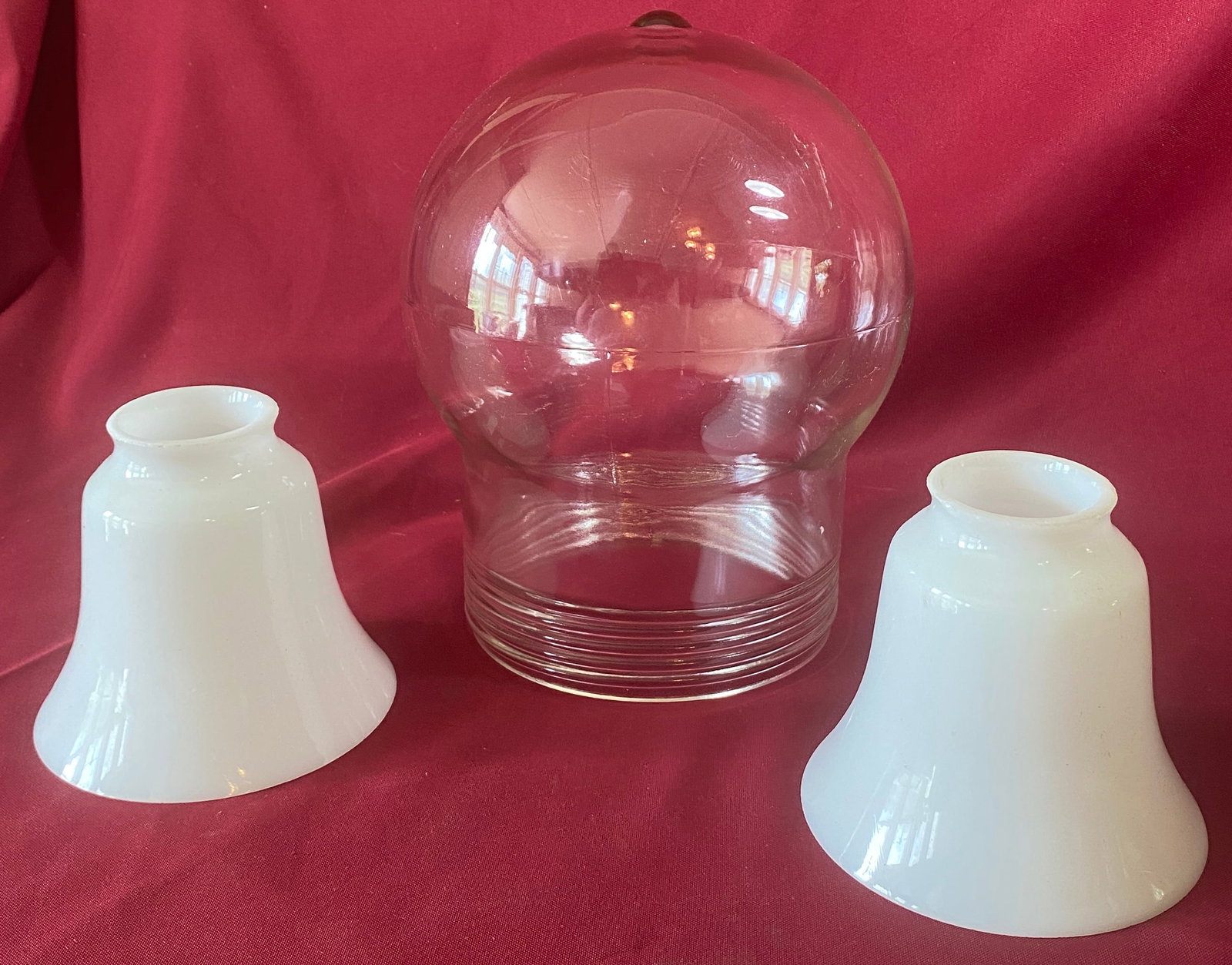 Two Milk Glass Shades & One Clear Shade - Absolutely No Shipping (1 of 5)