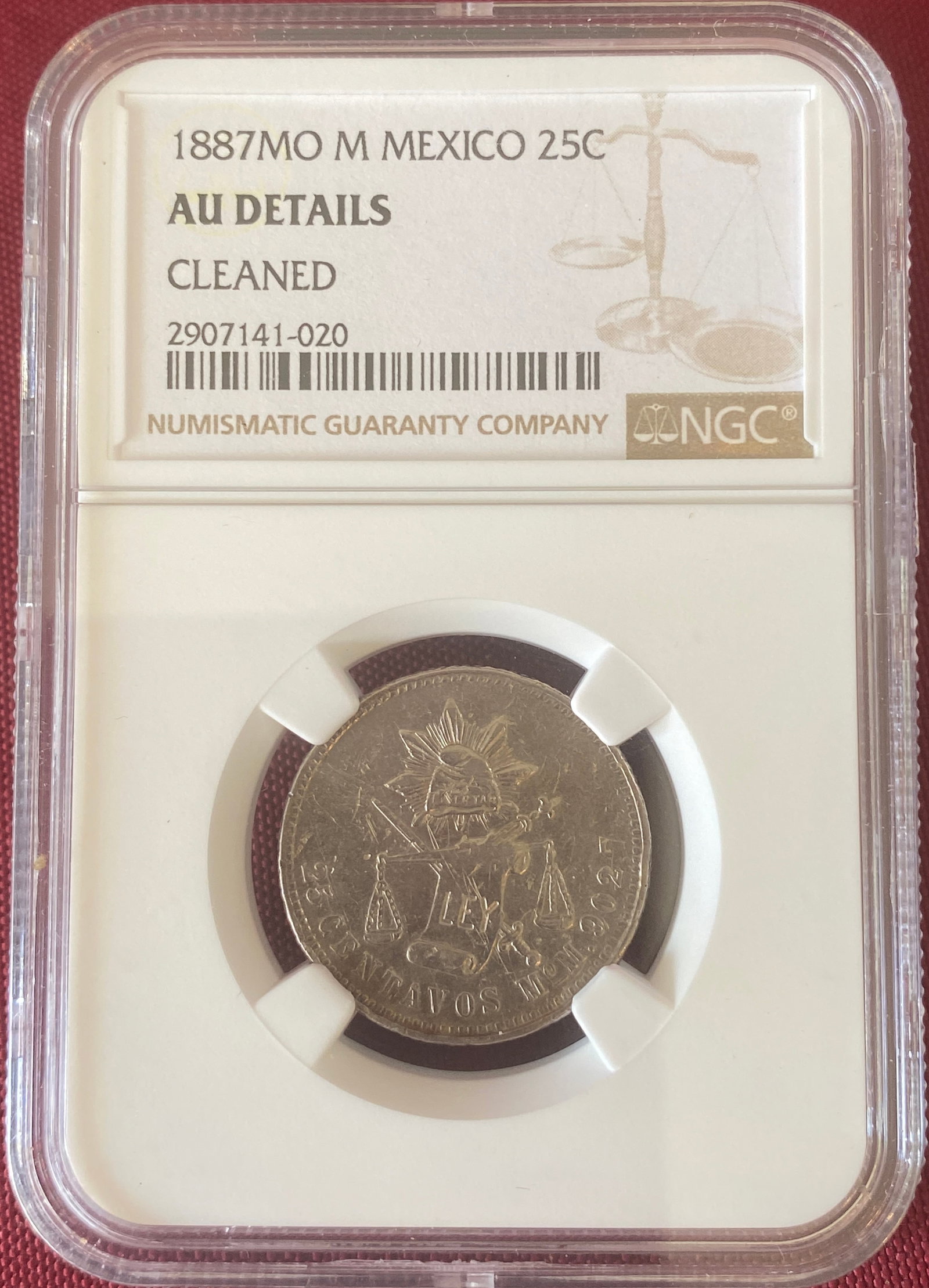 1887-Mo Mexico Silver 25 Centavos - Cleaned - AU Details by NGC (1 of 3)