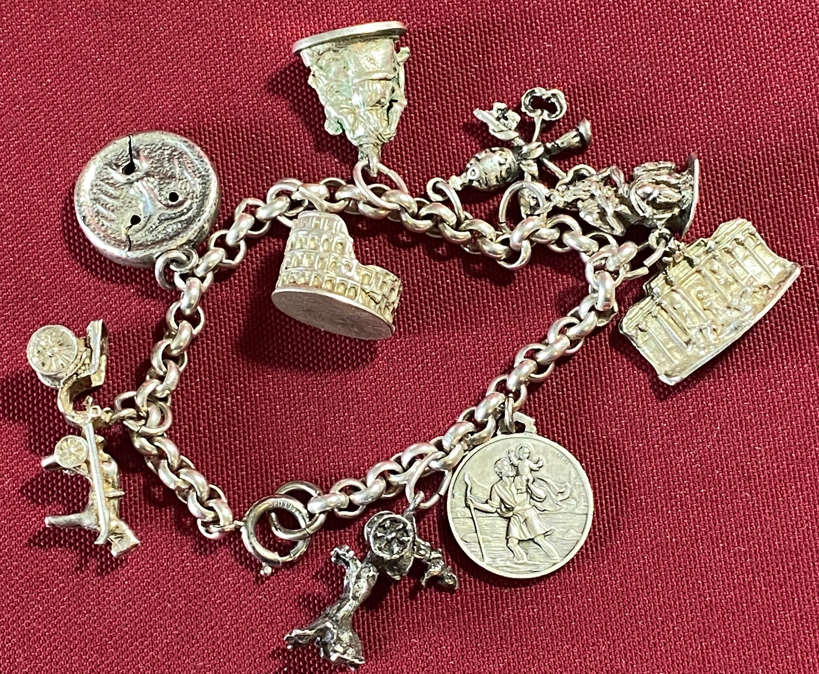 Sterling Silver Marked Bracelet with Five Charms Marked 800 Silver - 43.60 Grams (1 of 4)