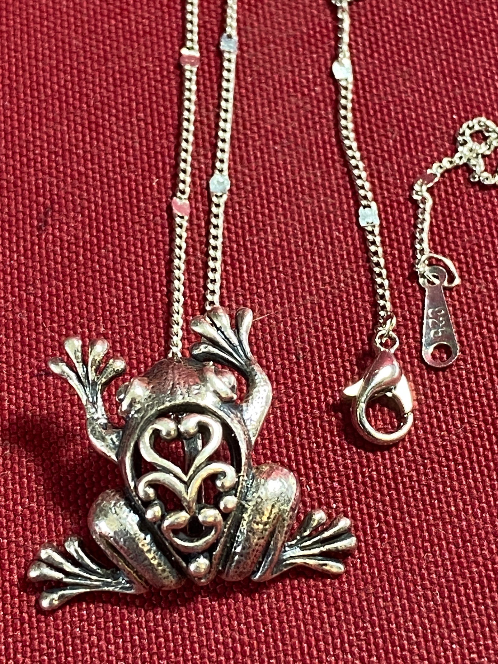 Sterling Silver Frog Pendant/Slide on Sterling 18" Chain - 7.51 Grams (1 of 4)