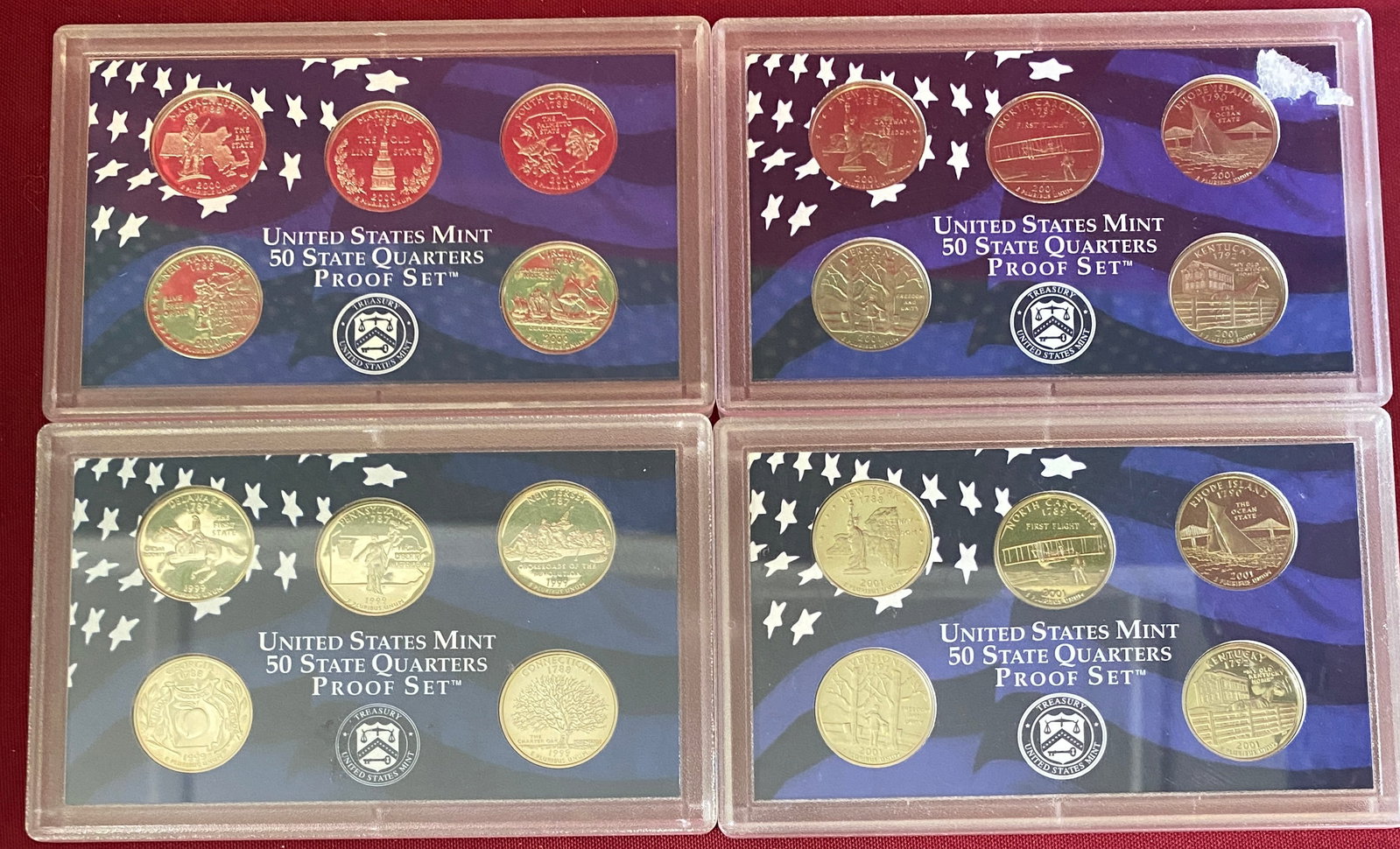 Four U.S. Mint State Quarter Sets - No Boxes - 1991, 2000, (2) 2001 (1 of 2)