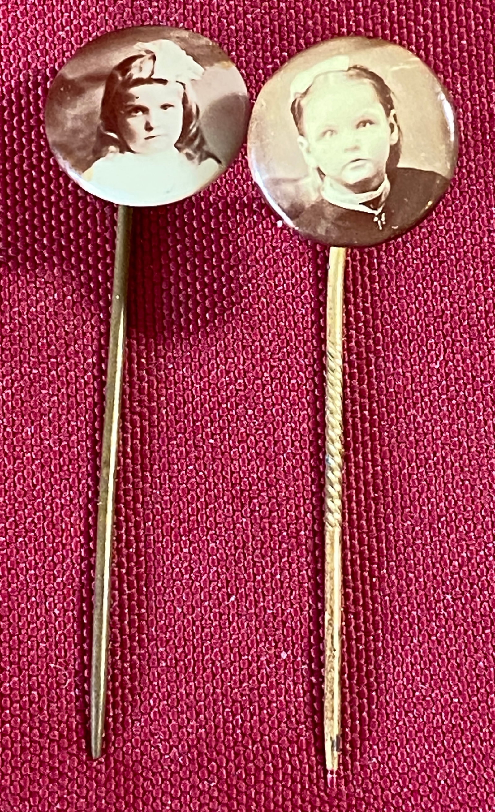 Two Old Stick Pins with Girl Portraits (1 of 3)