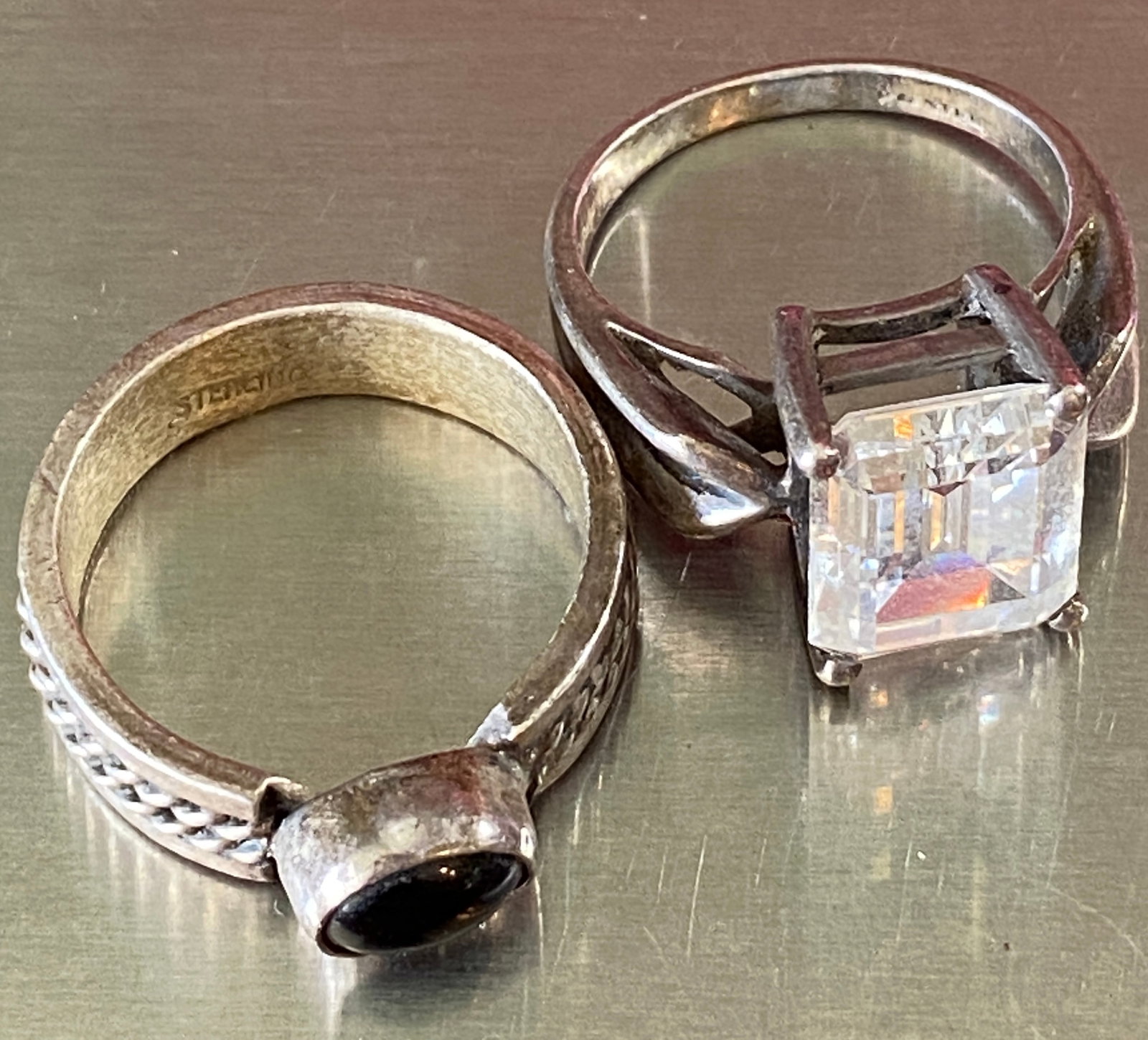 Sterling Silver Marked Rings with Stones - 7.5, 8.5 - 13.09 Grams (1 of 6)