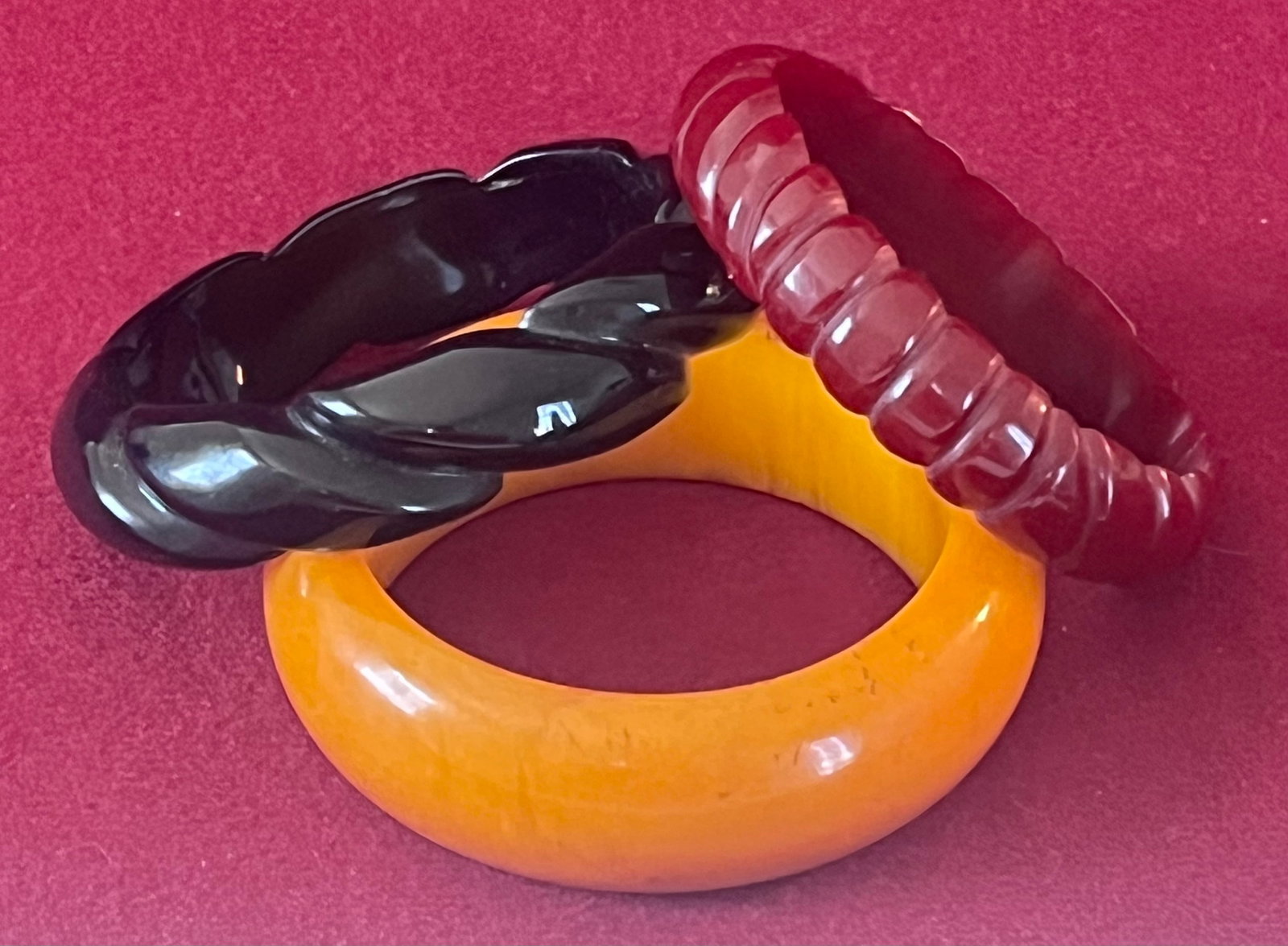 Three Vintage Bangle Bracelets - Bakelite & Other Materials (1 of 7)
