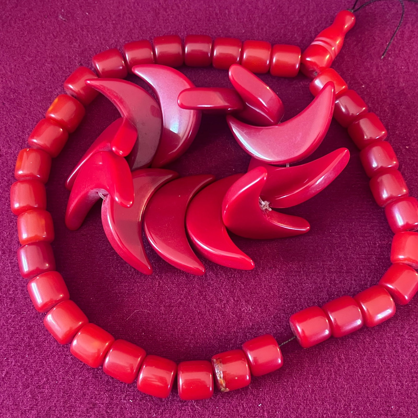 Vintage Red Bracelet and Necklace: Vintage Red Bracelet and Necklace