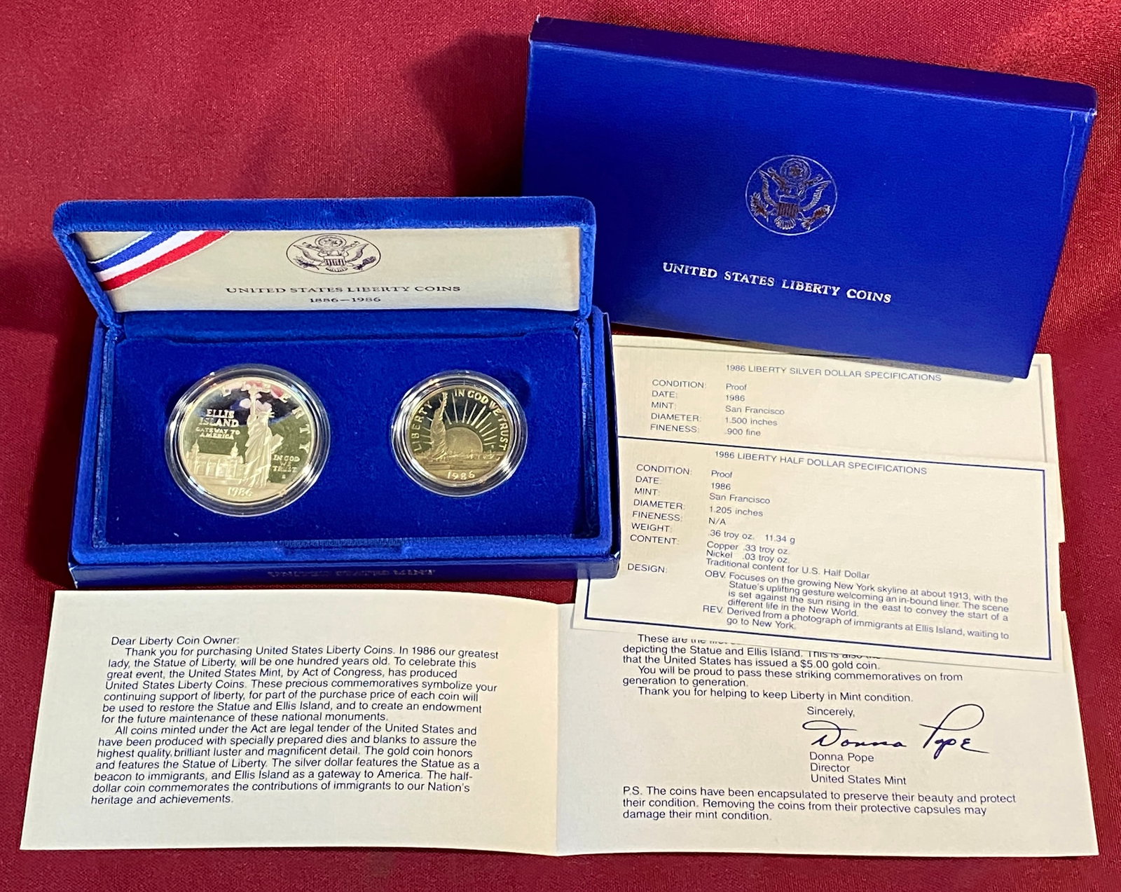1986 U.S. Liberty Commemorative Coin Set - Including Silver Dollar (1 of 6)