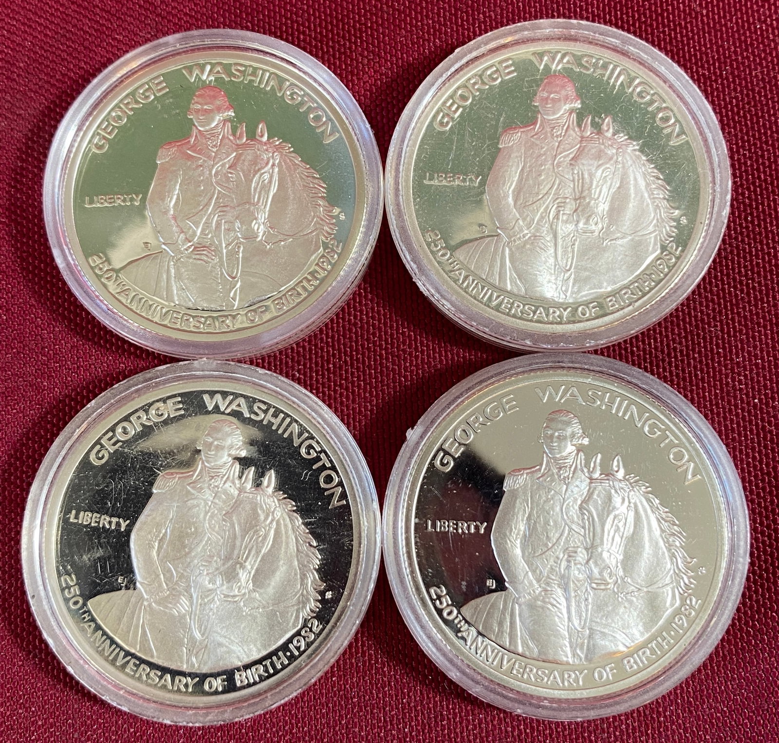 Four 1982-S Washington Commemorative Silver Half Dollars (1 of 4)