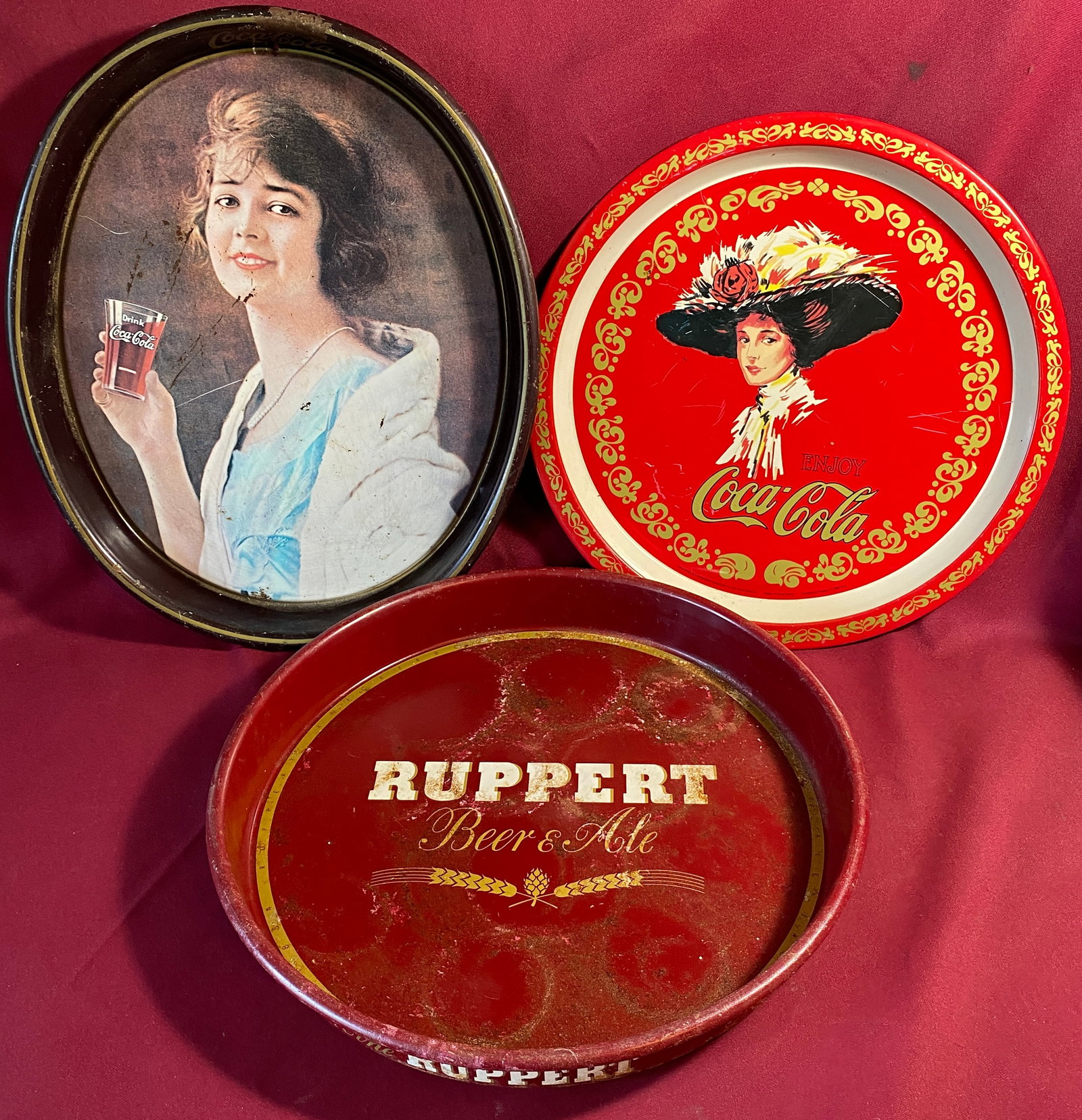 Three Older Advertising Drink Trays - Coca Cola and Ruppert Beer & Ale (1 of 7)