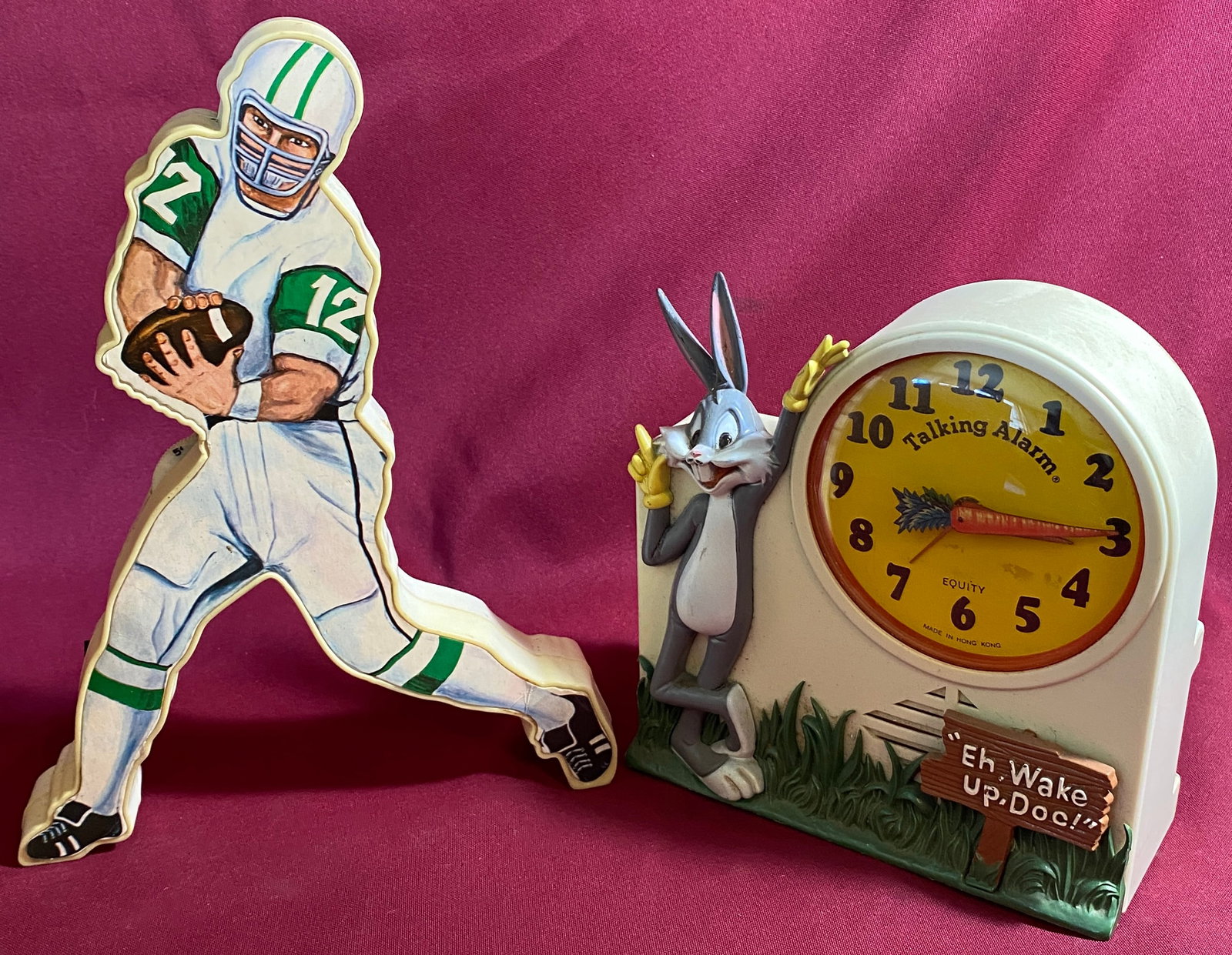 Vintage Joe Namath Portable AM Radio and Bugs Bunny Alarm Clock (1 of 8)