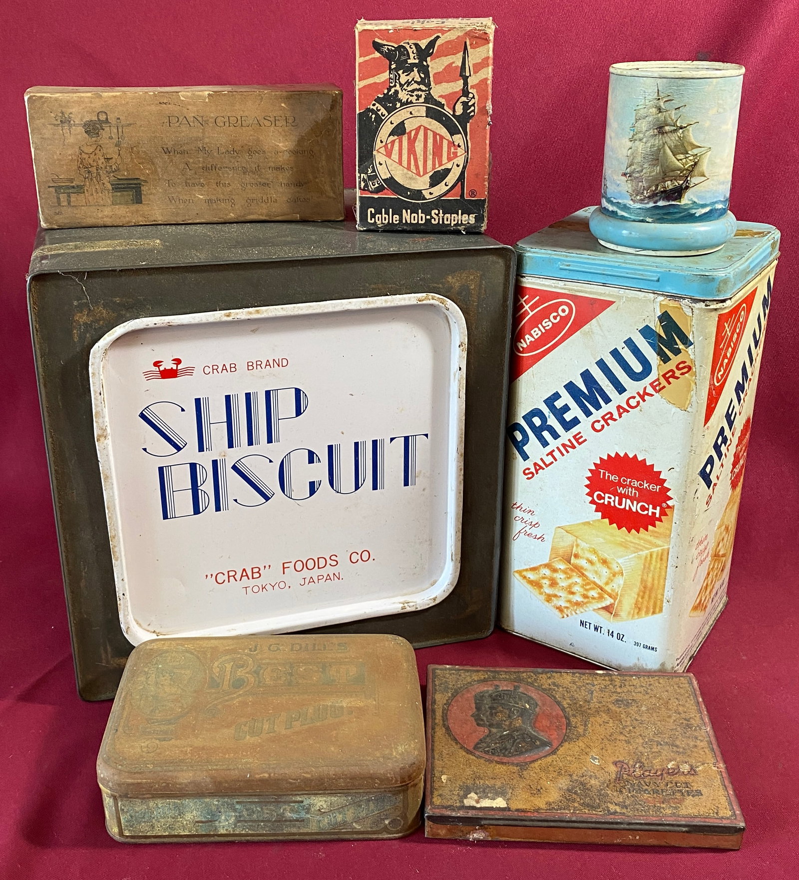 Older and Vintage Advertising Containers - Crab Brand Ship Biscuit, Nabisco Saltine Crackers, (1 of 7)