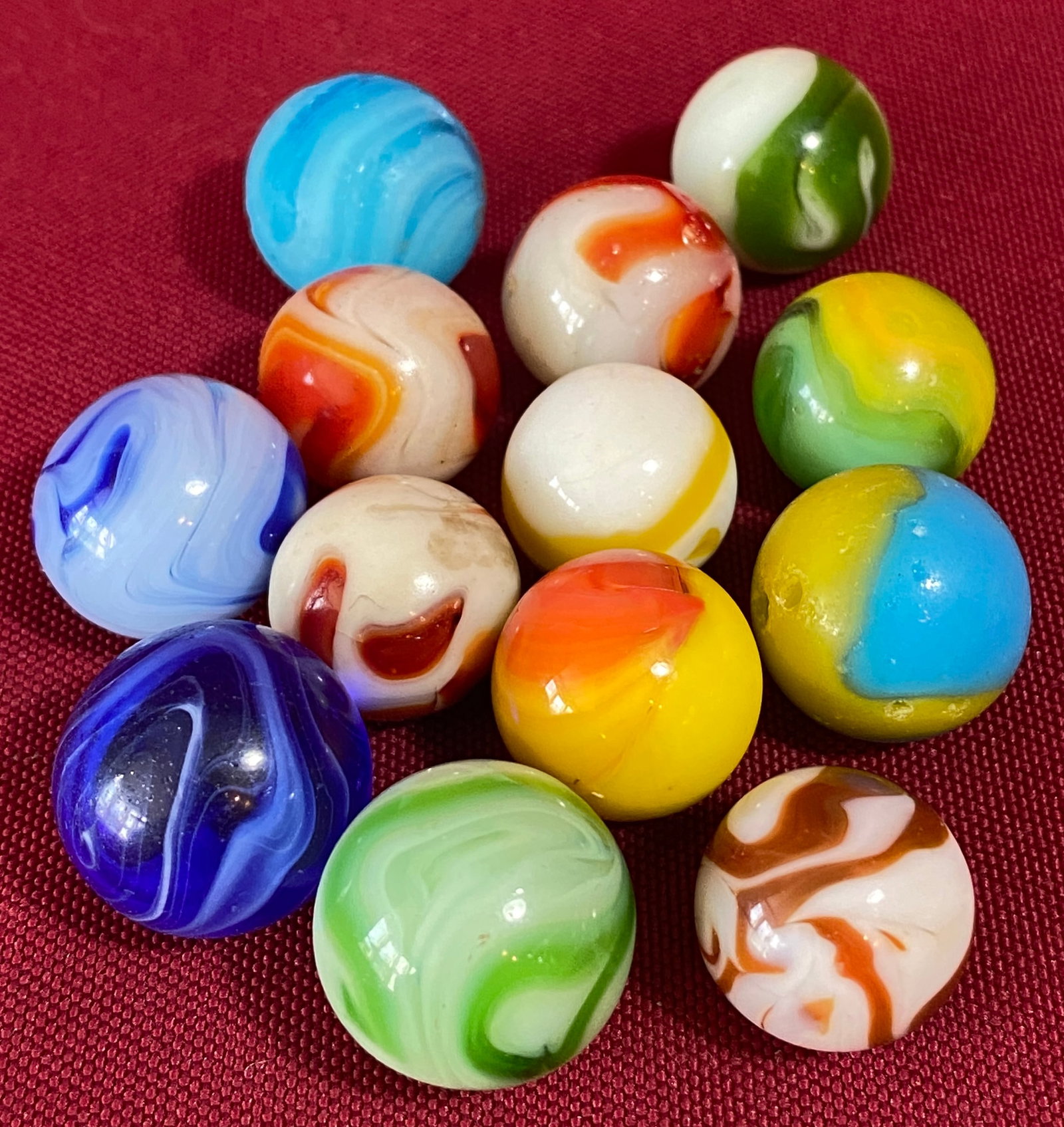 Thirteen Vintage Glass Marbles - Akro Agate, Peltier, Etc. - Condition as Seen in Photos (1 of 4)