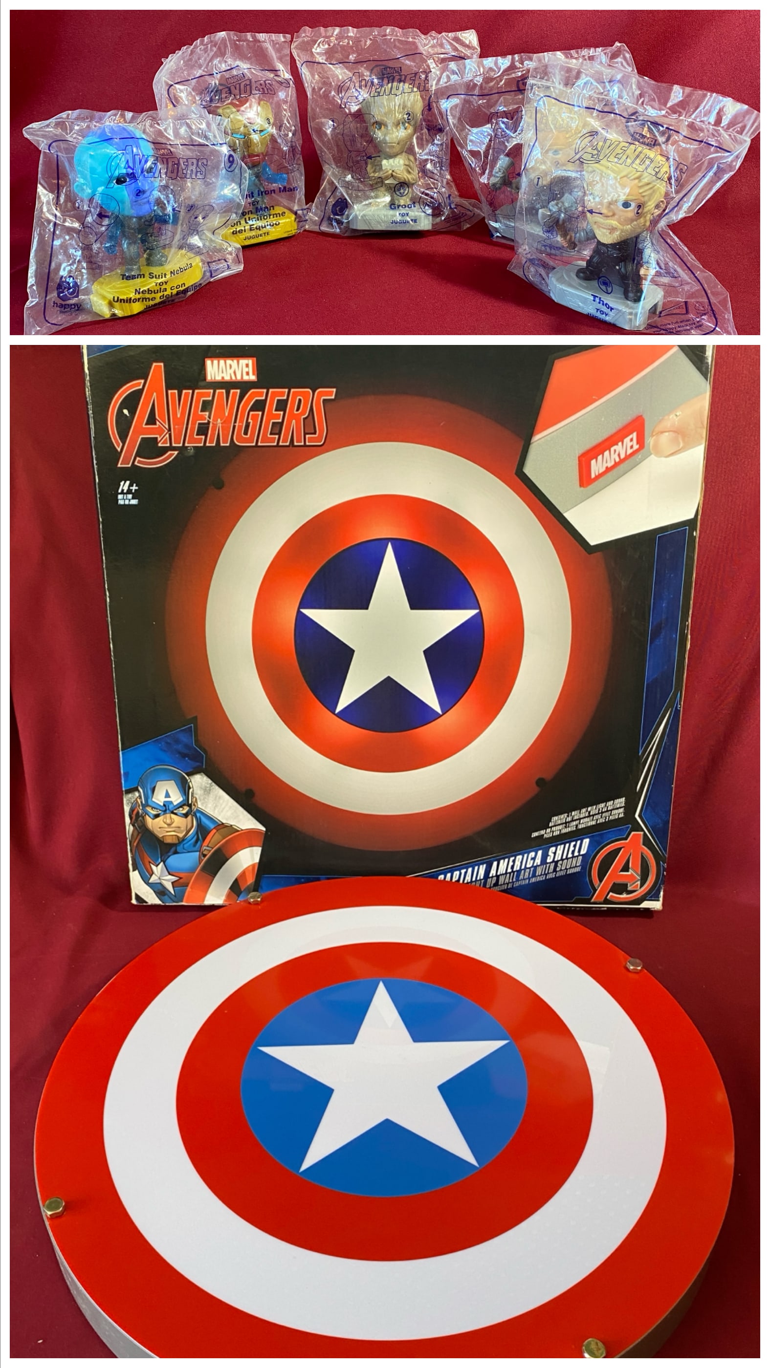 Marvel Avengers Captain America Light-Up Sheild in Original Box & Five Marvel Happy Meal McDonald's (1 of 11)