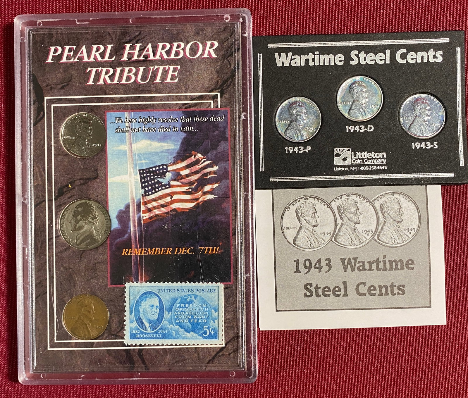 Two Coin Sets - Wartime Steel Cents and Pearl Harbor Tribute Set (1 of 6)