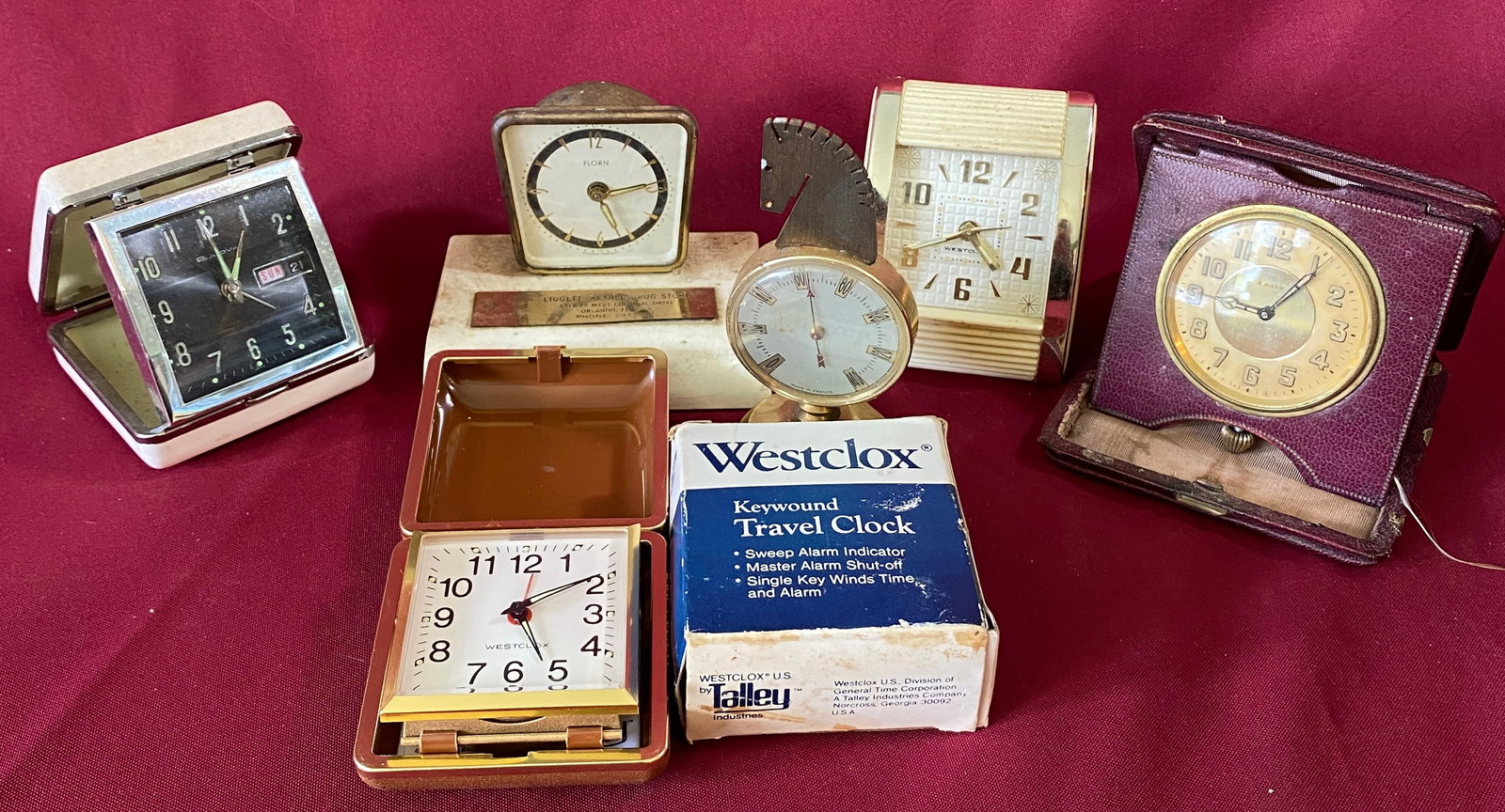 Six Various Alarm and Travel Clocks - Westclox, Florn, Bulova, Etc. (1 of 7)