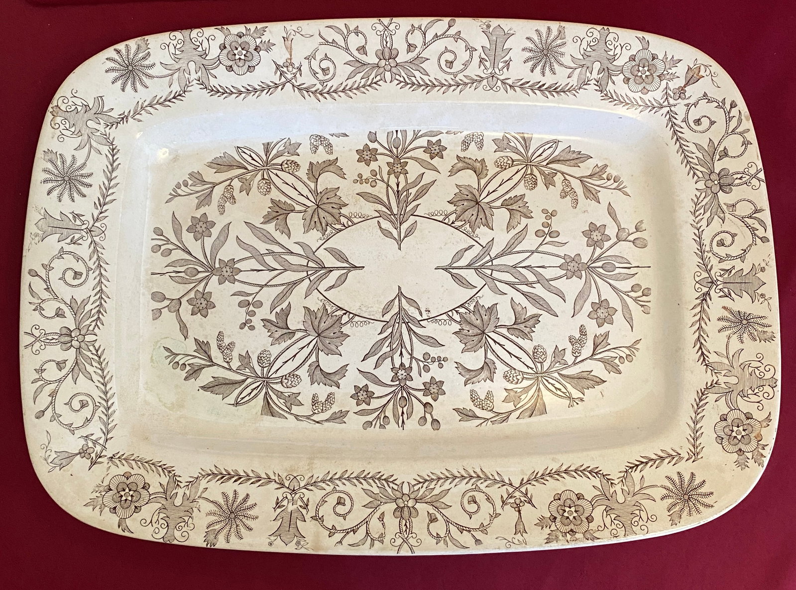 Antique Brown Transferrer Platter - T & R Boote England - Has Small Chip - 18.5"x13.5": Antique Brown Transferrer Platter - T & R Boote England - Has Small Chip - 18.5"x13.5"