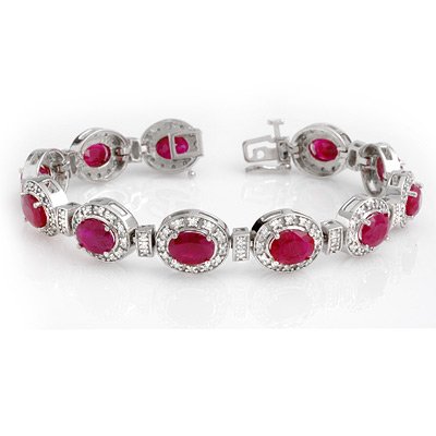 Overstock 16.0ctw Ruby & Diamond Bracelet 14K Gold